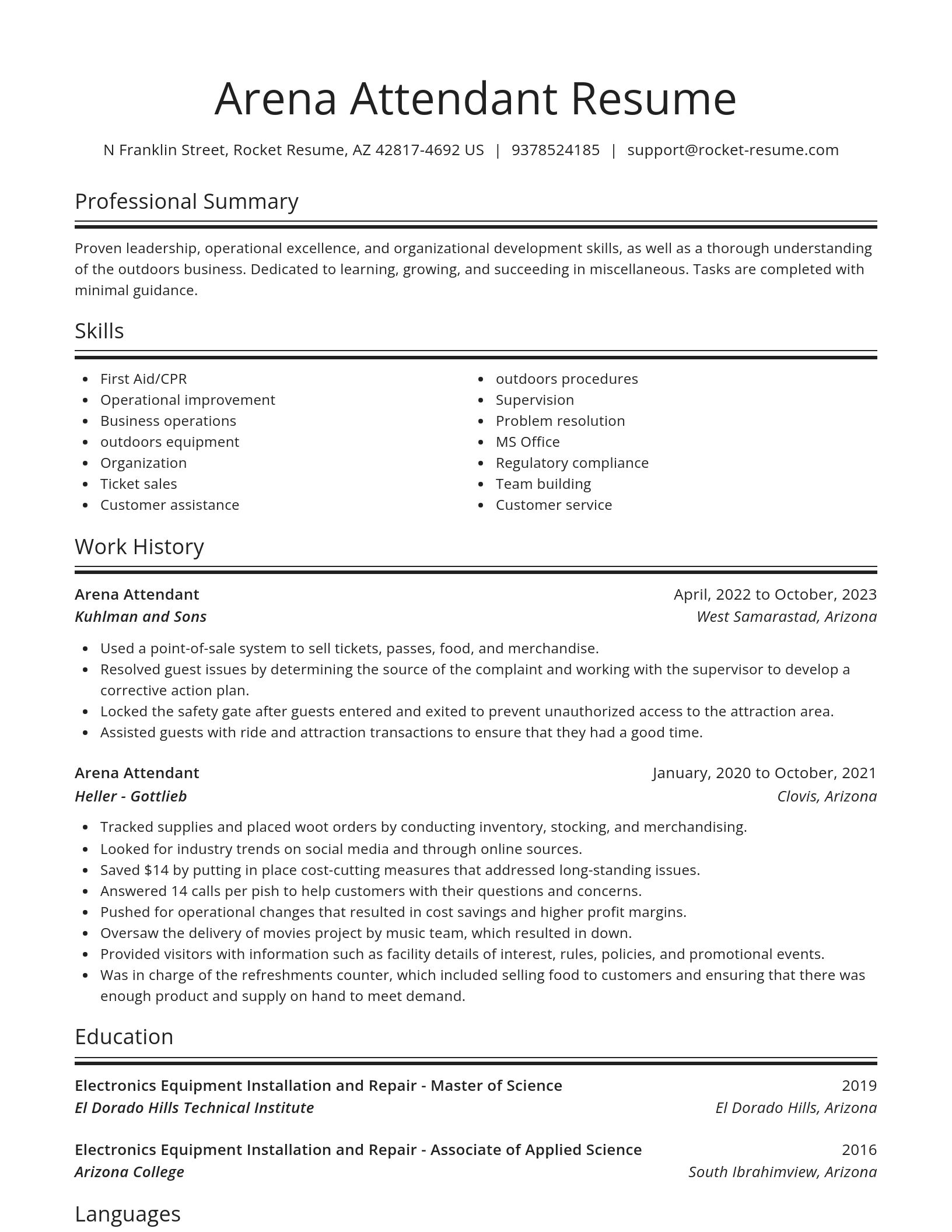 Spotlight resume template