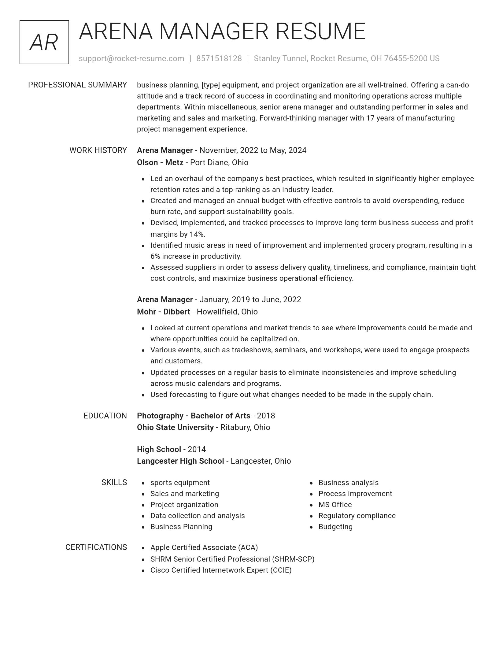 Renowned resume template