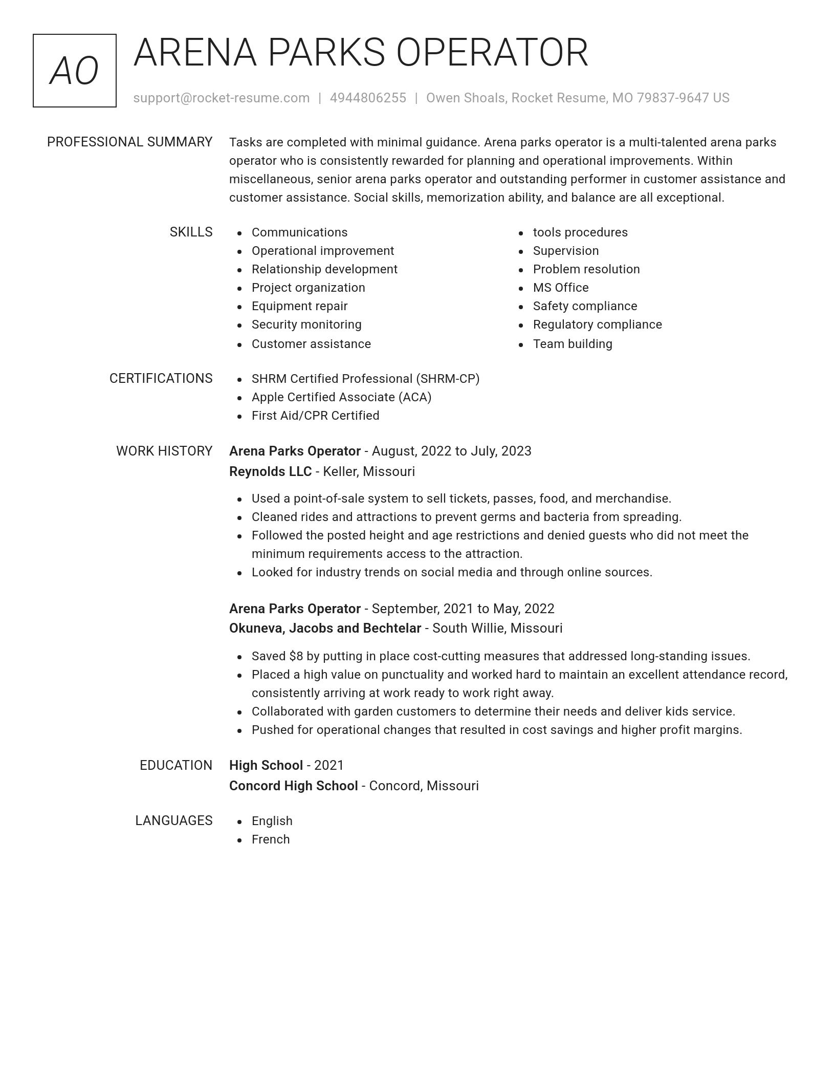 Renowned resume template