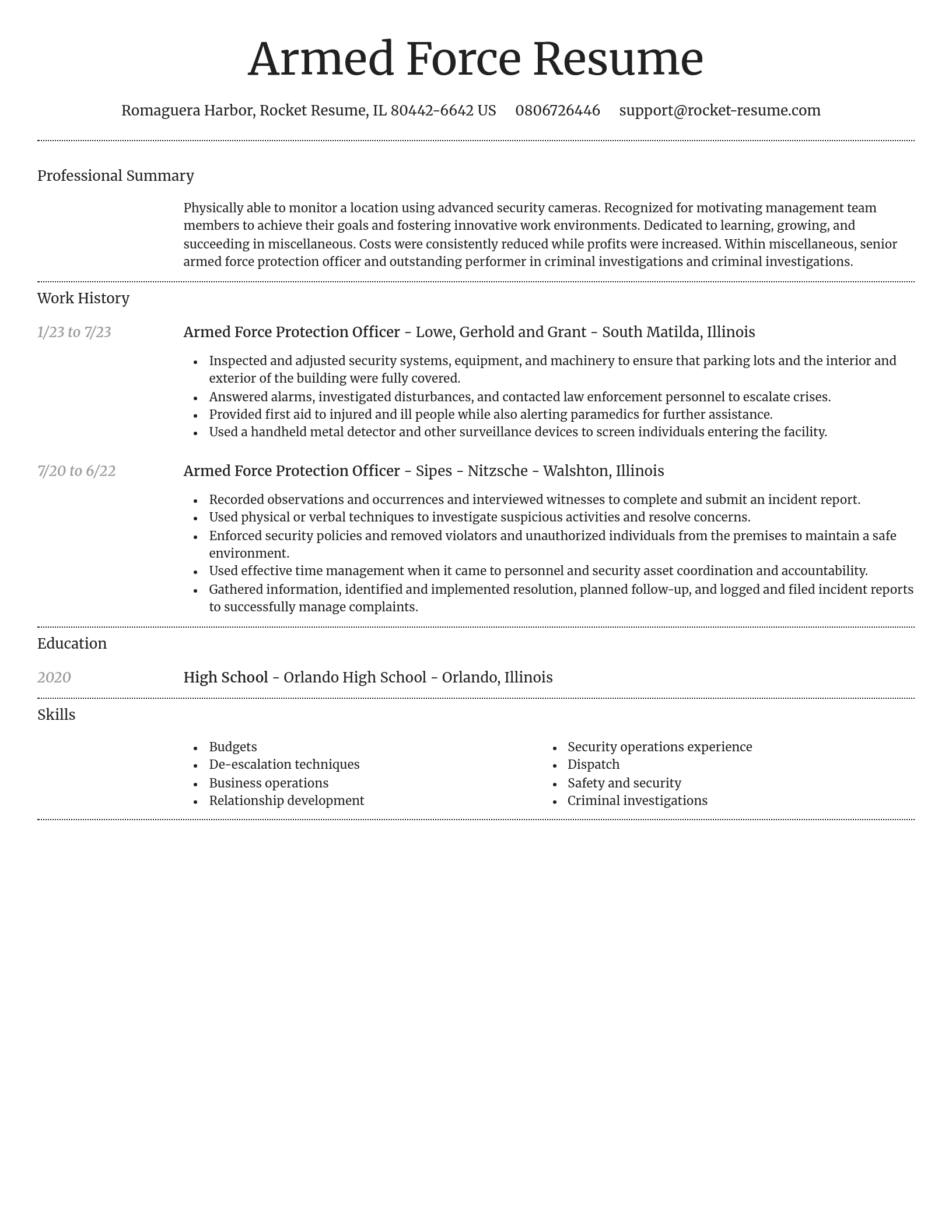 Dignified resume template
