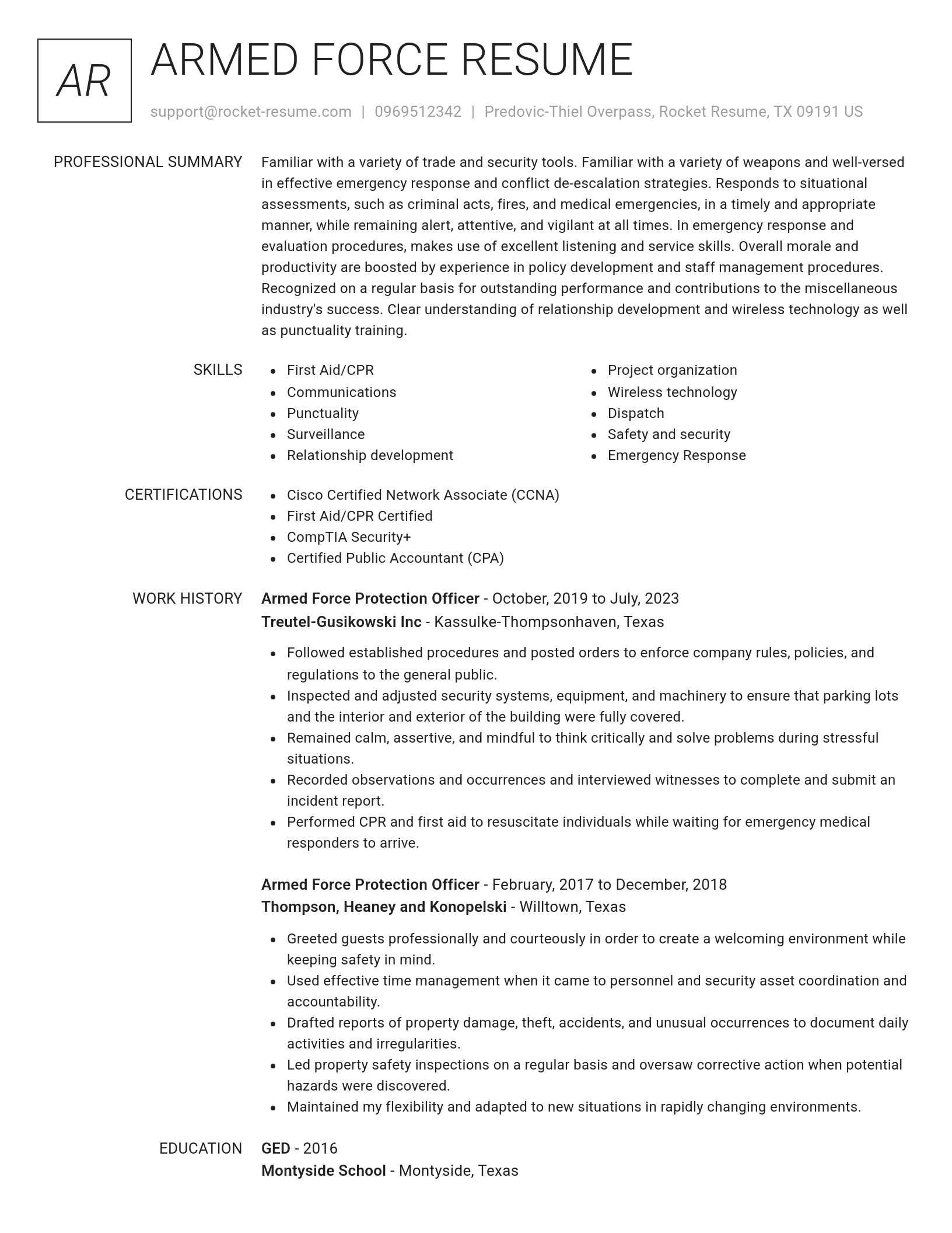 Renowned resume template