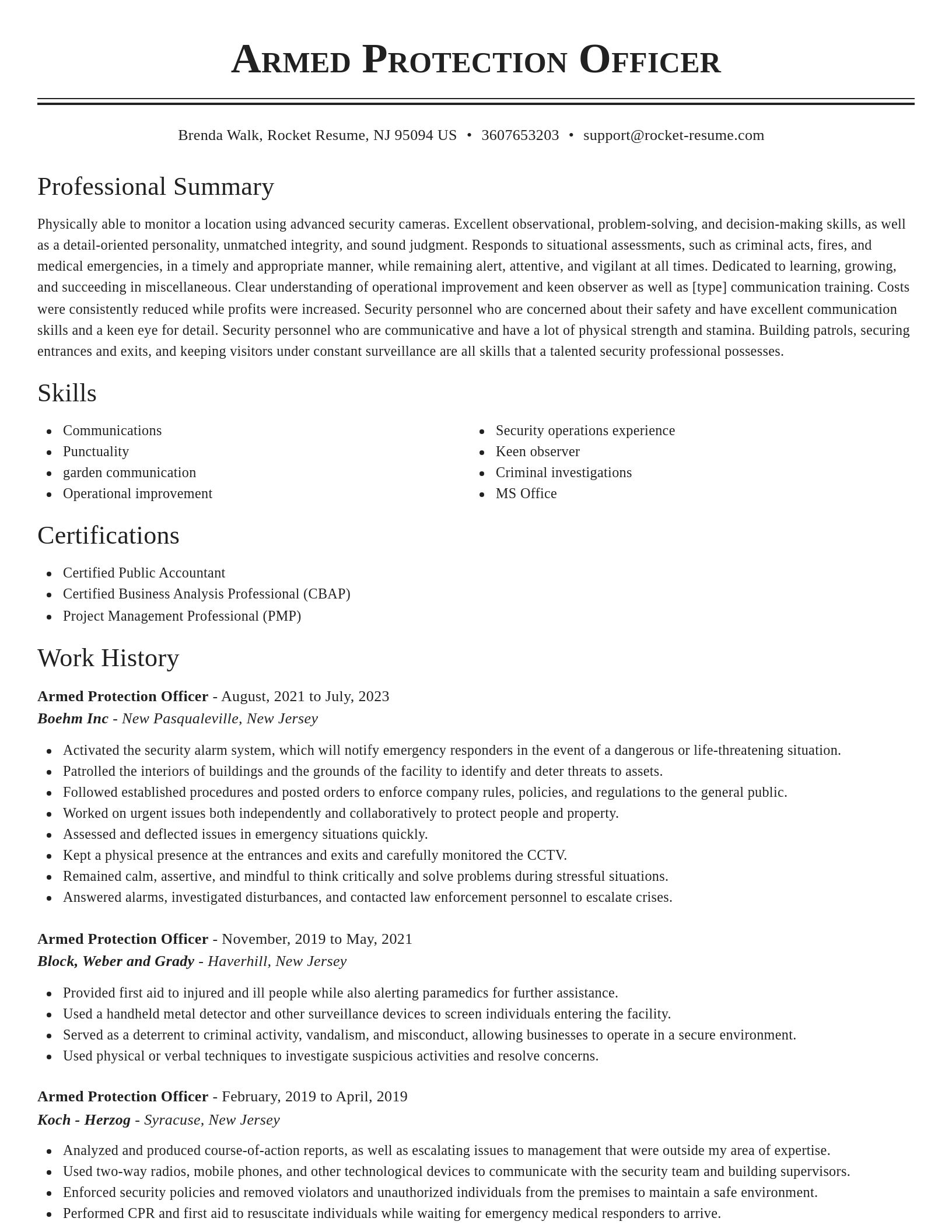 Classic resume template