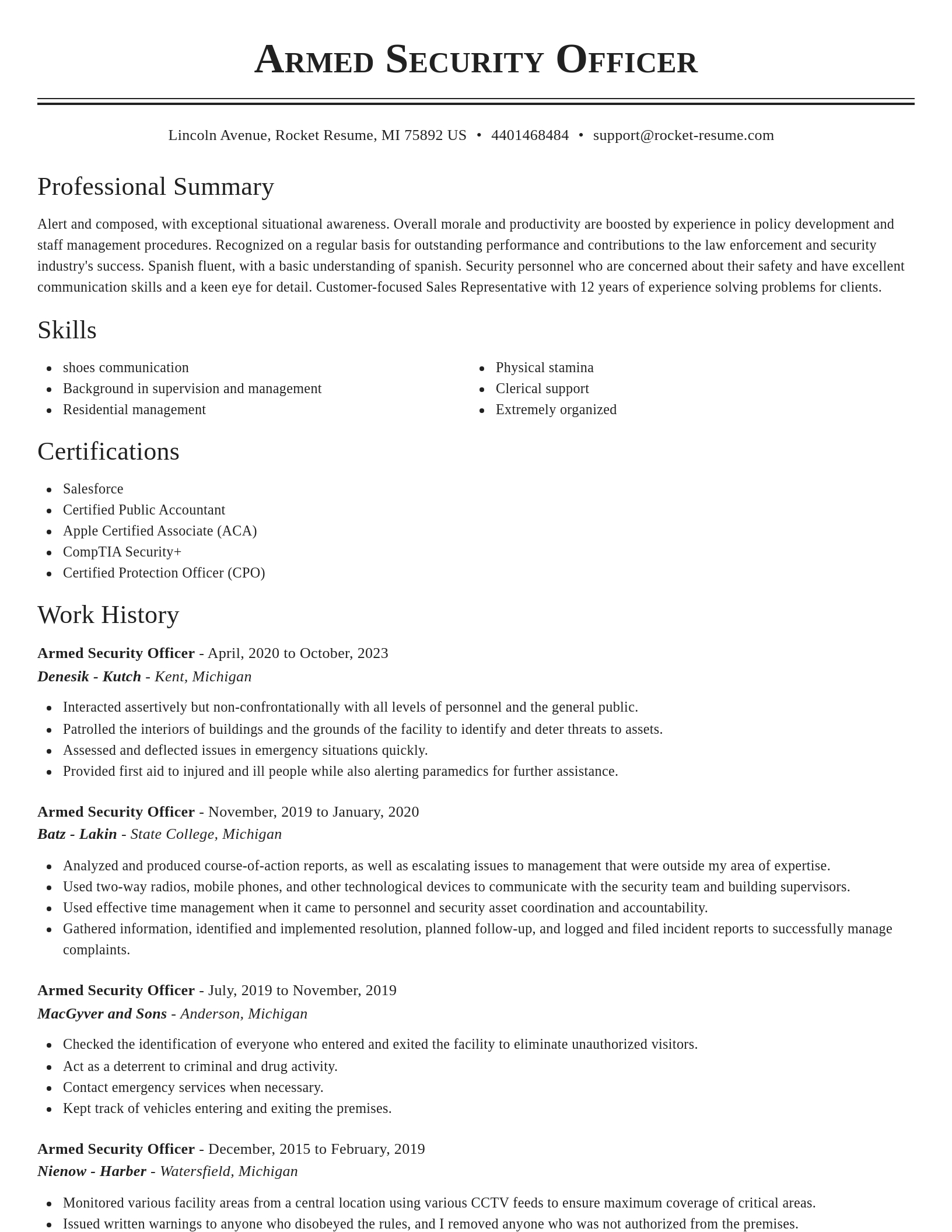 Classic resume template