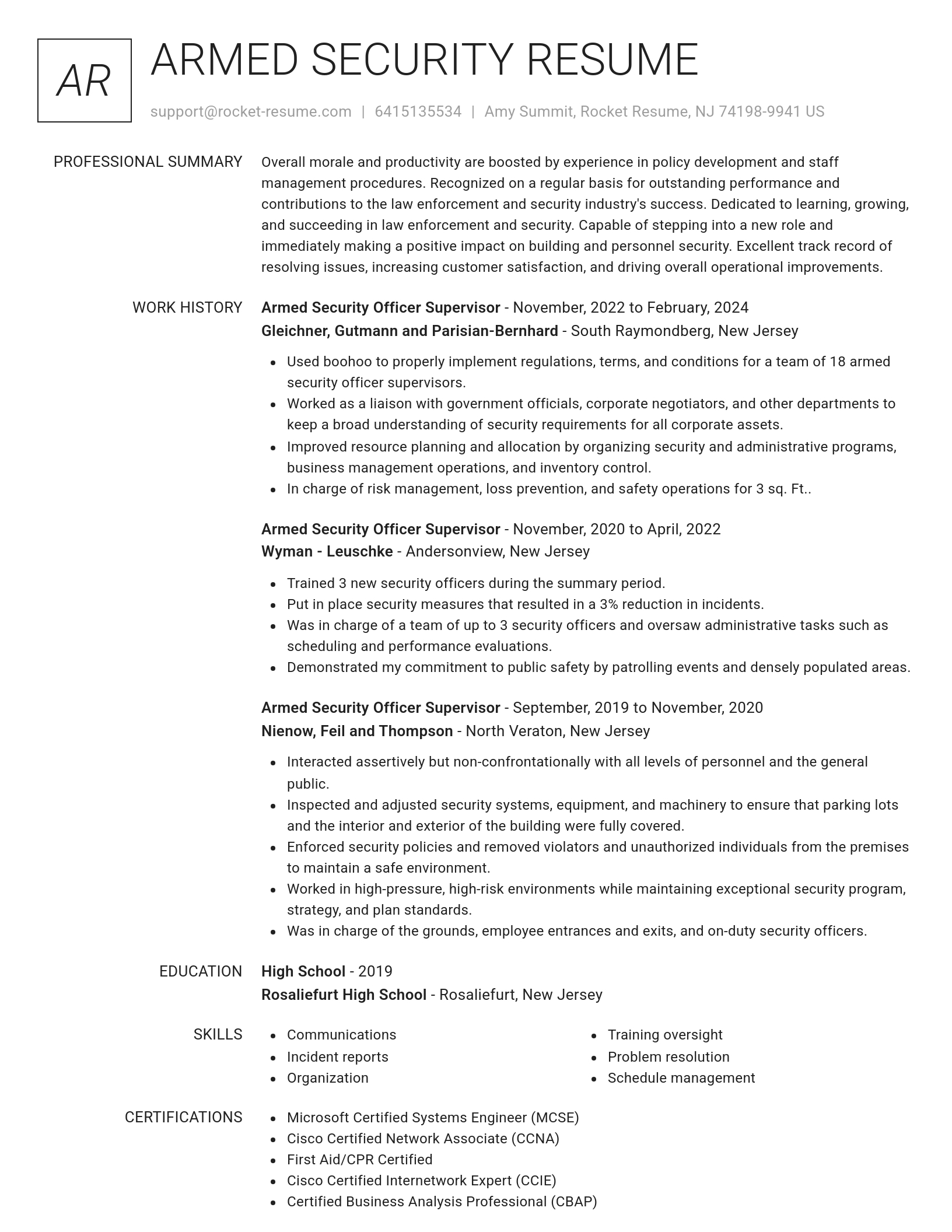 Renowned resume template