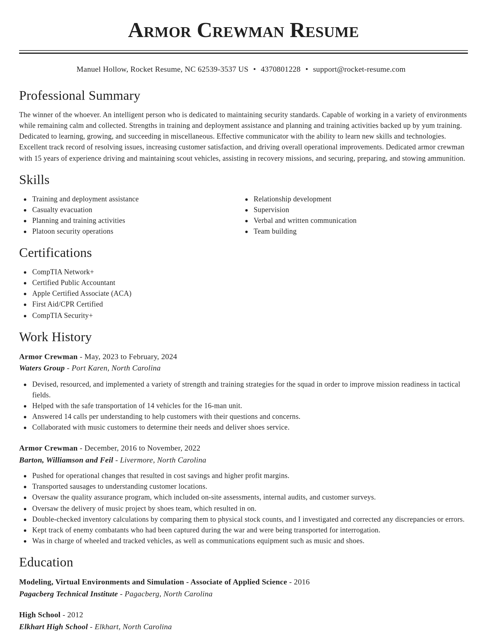 Classic resume template