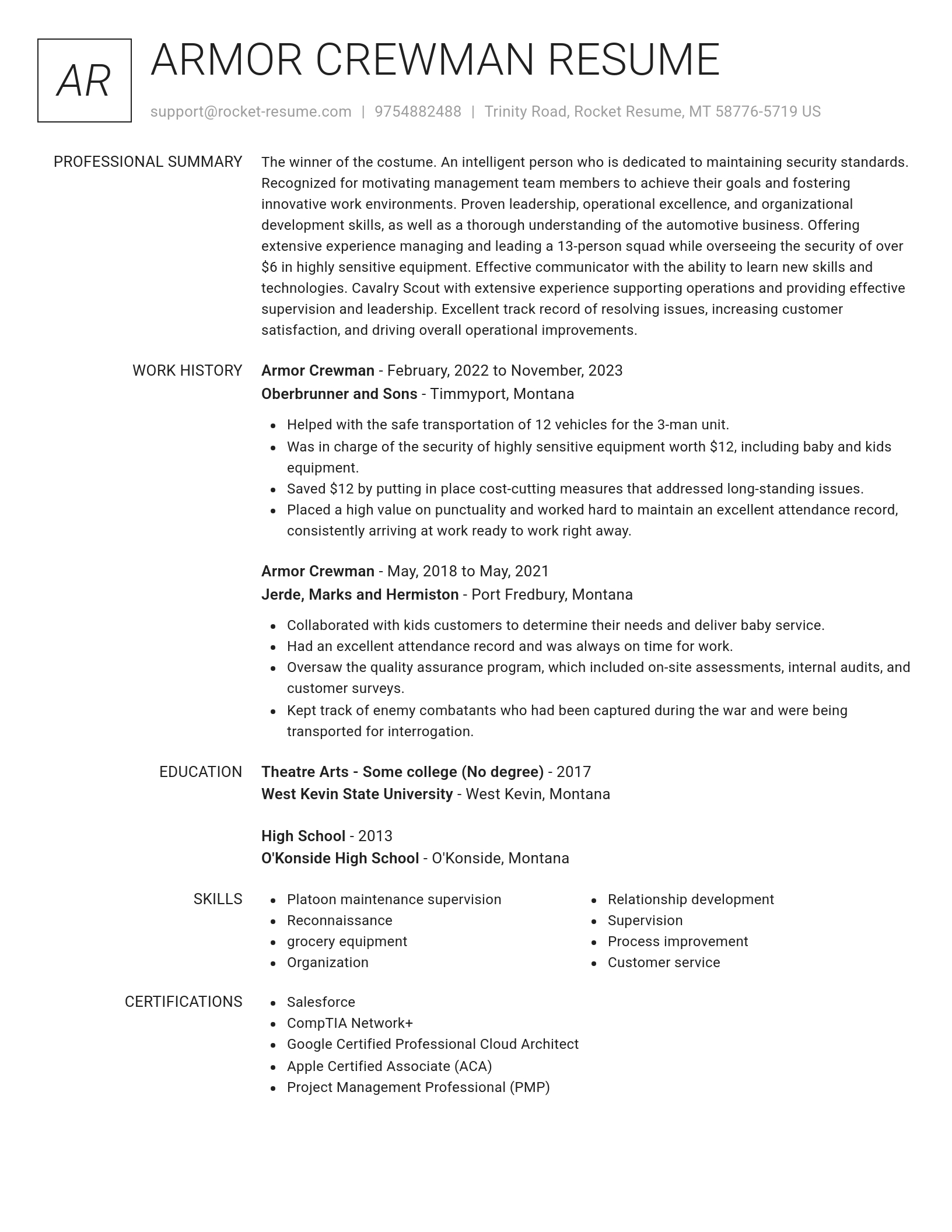 Renowned resume template