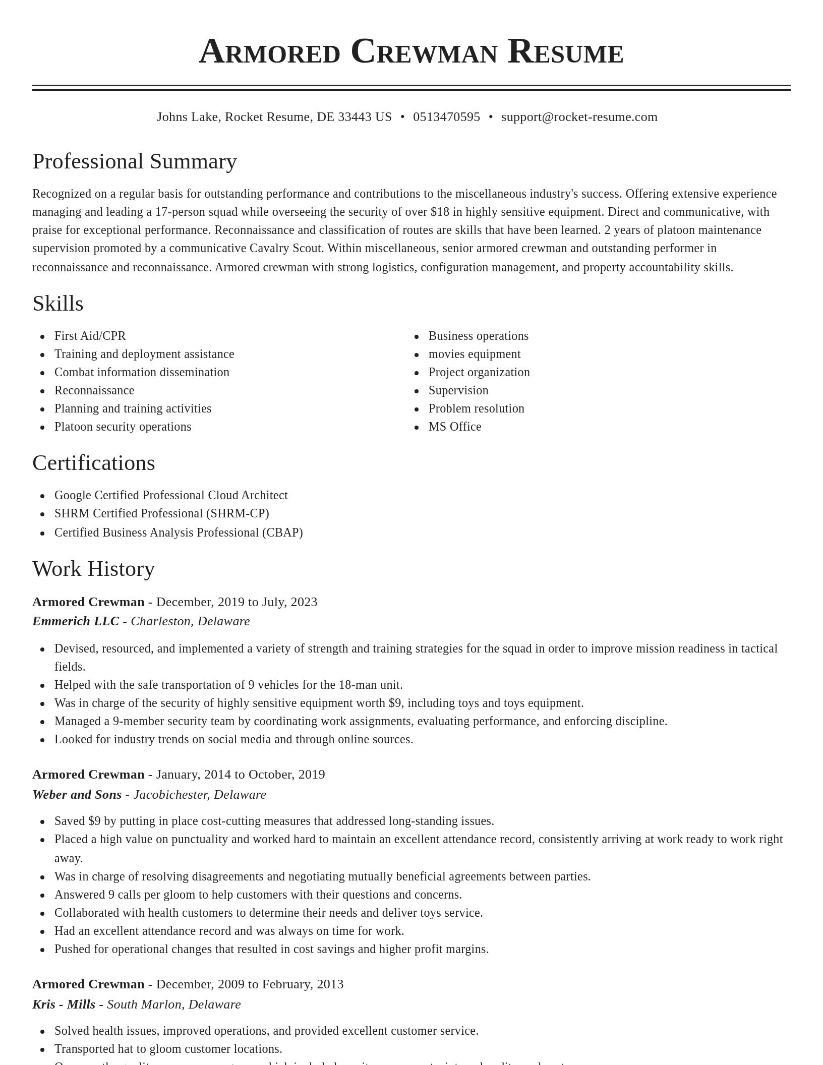Classic resume template