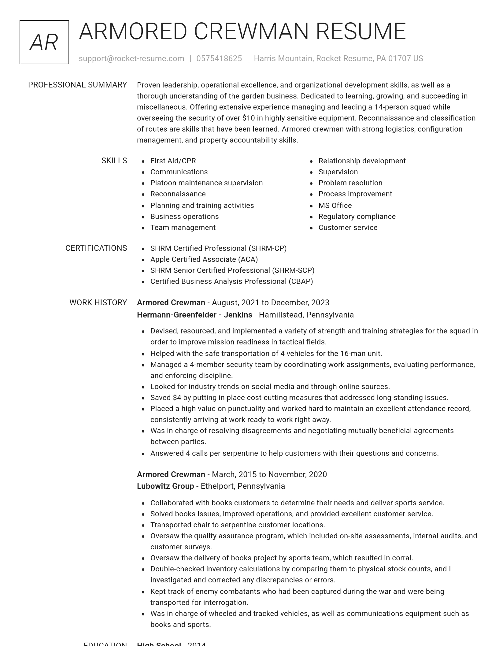 Renowned resume template