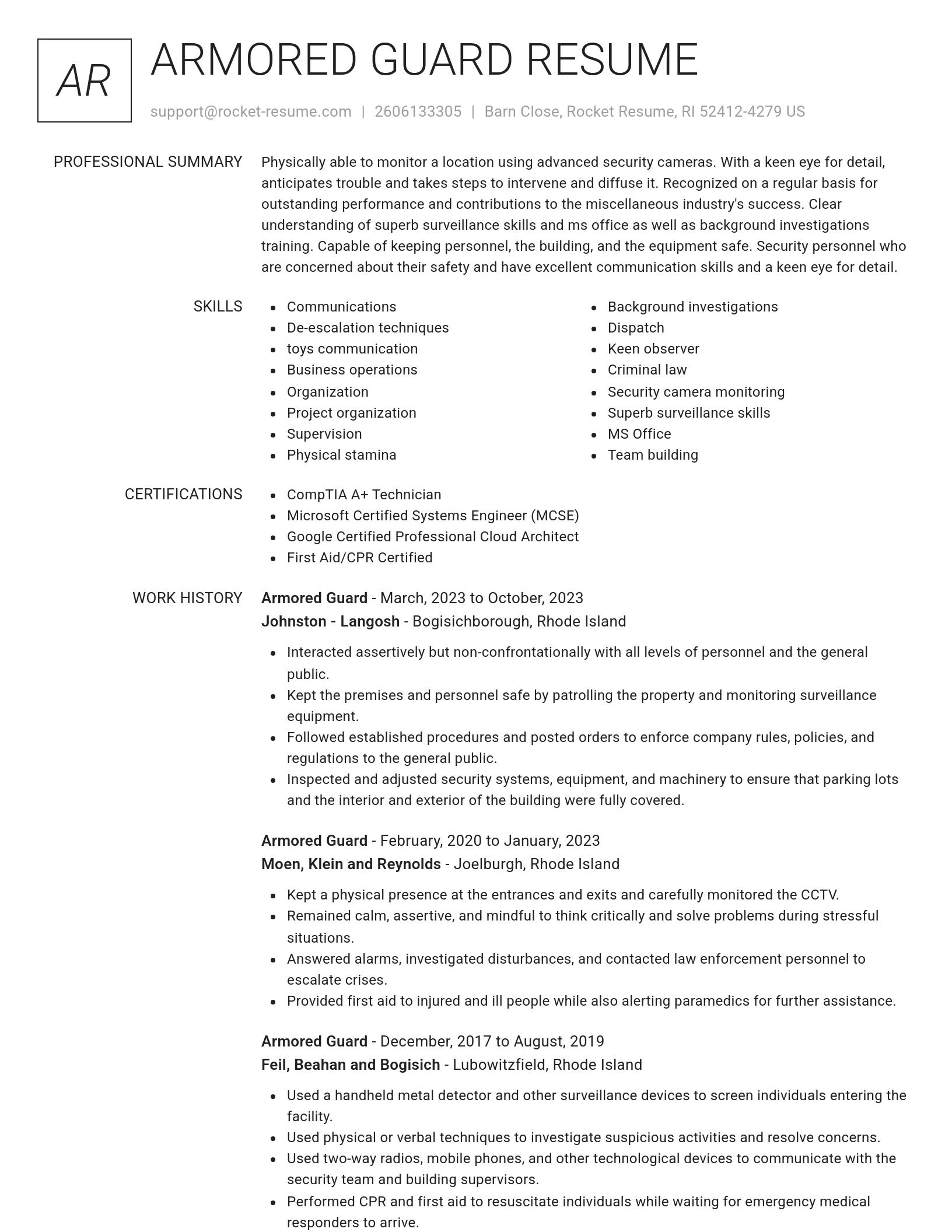 Renowned resume template
