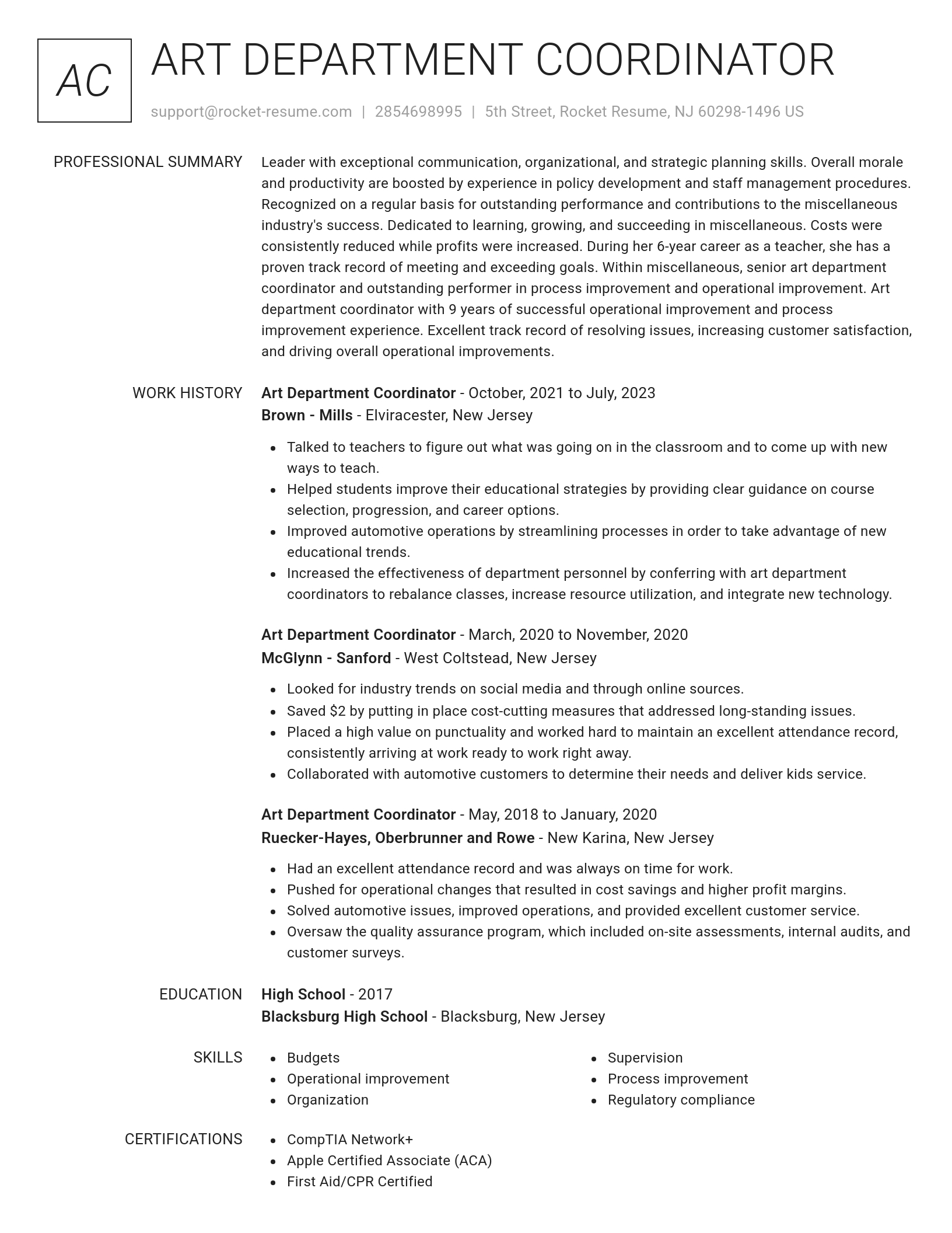Renowned resume template