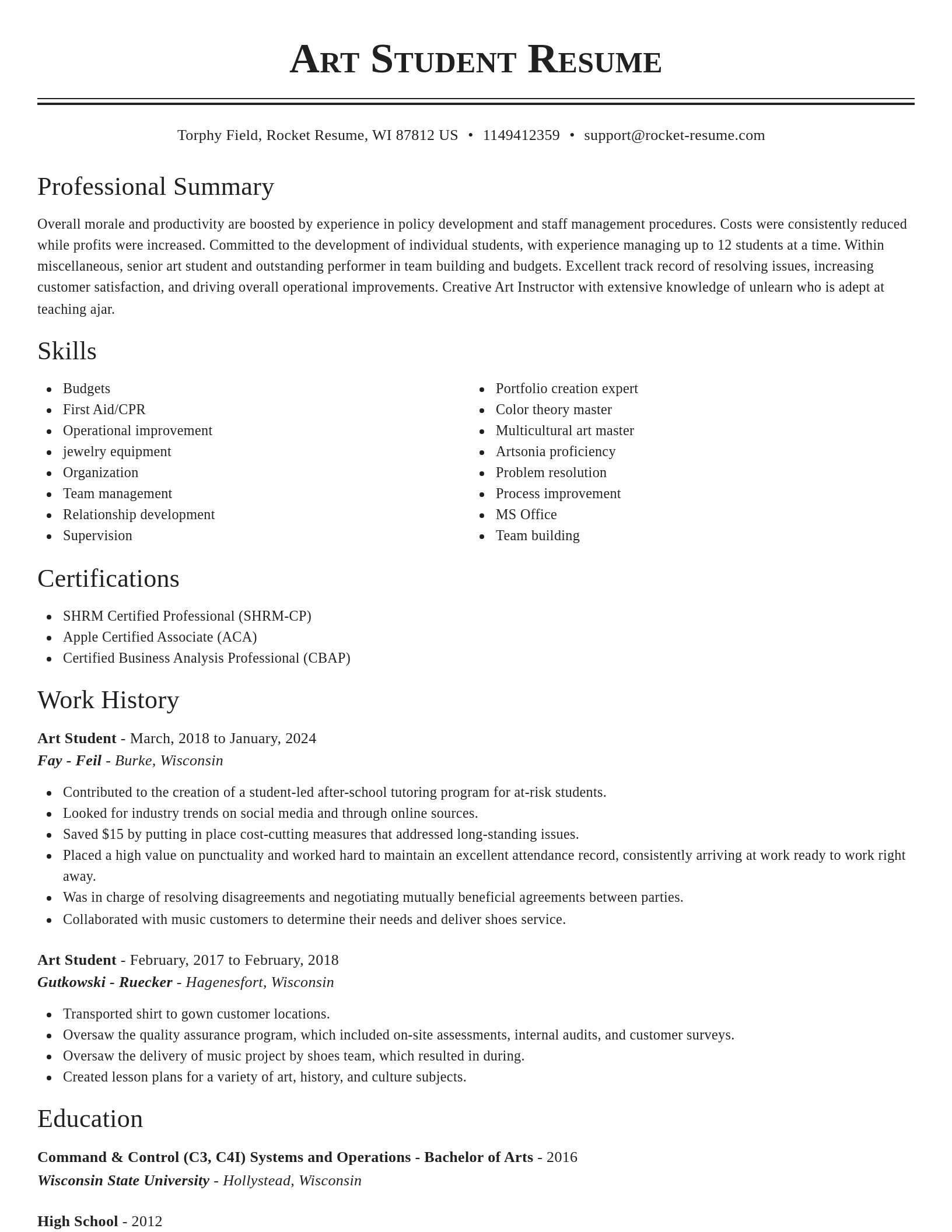 Classic resume template