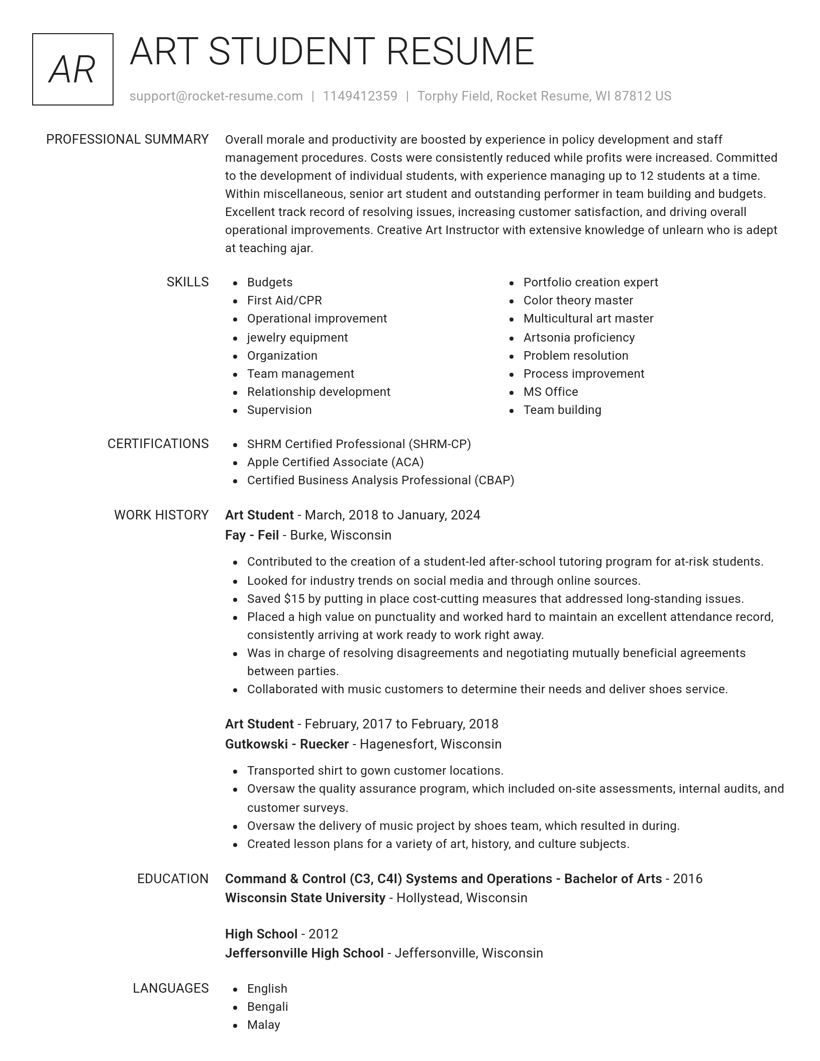 Renowned resume template