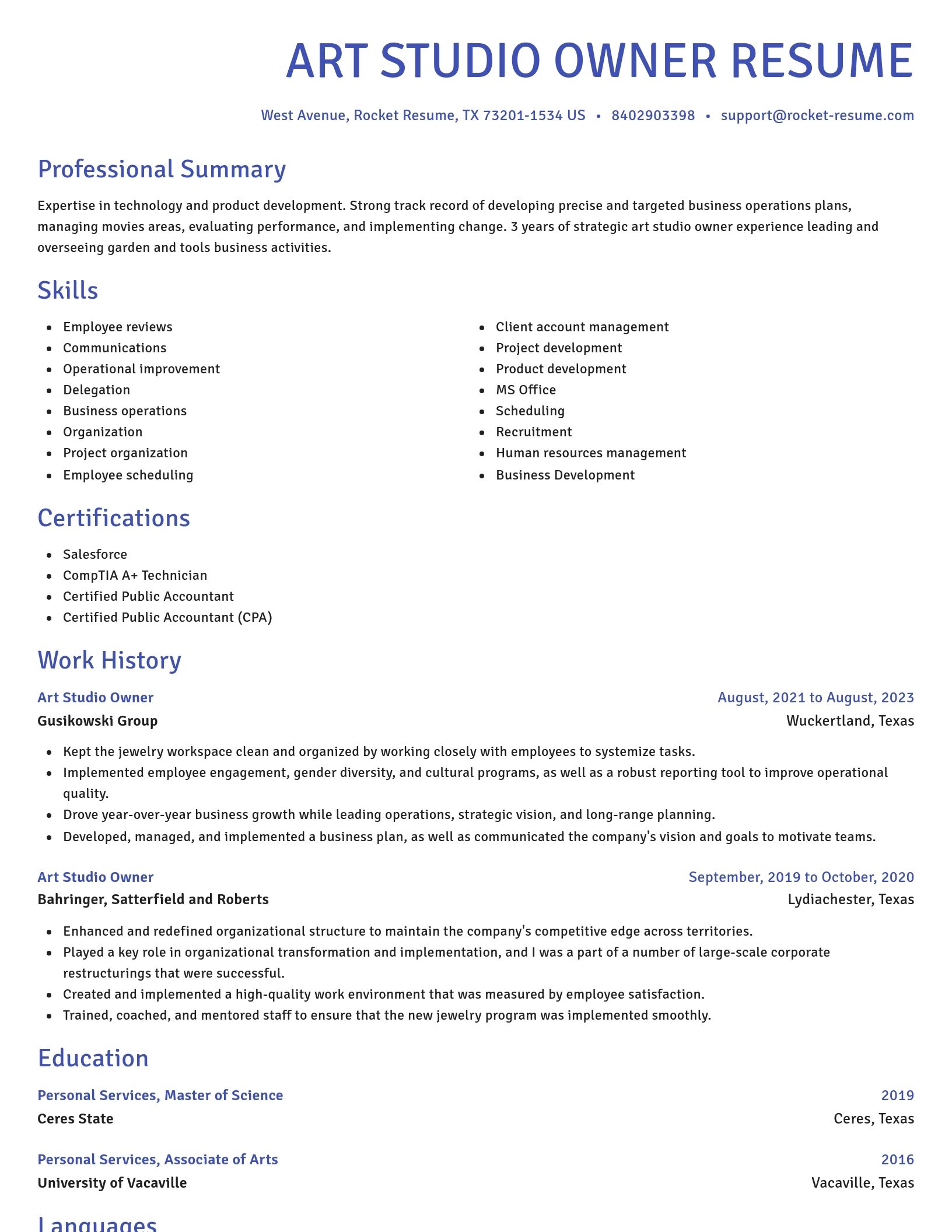 Novel resume template
