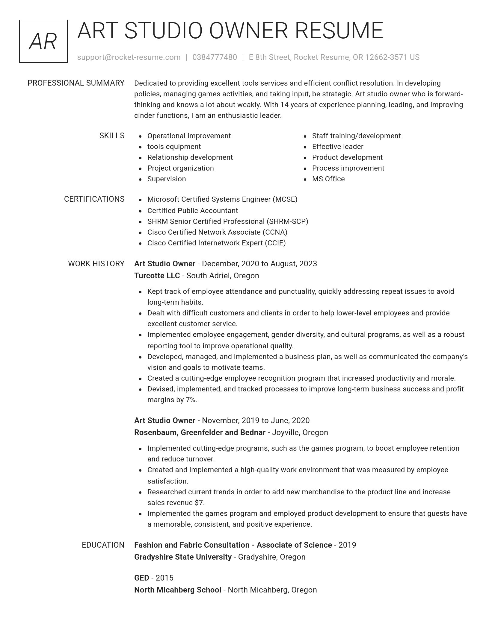 Renowned resume template