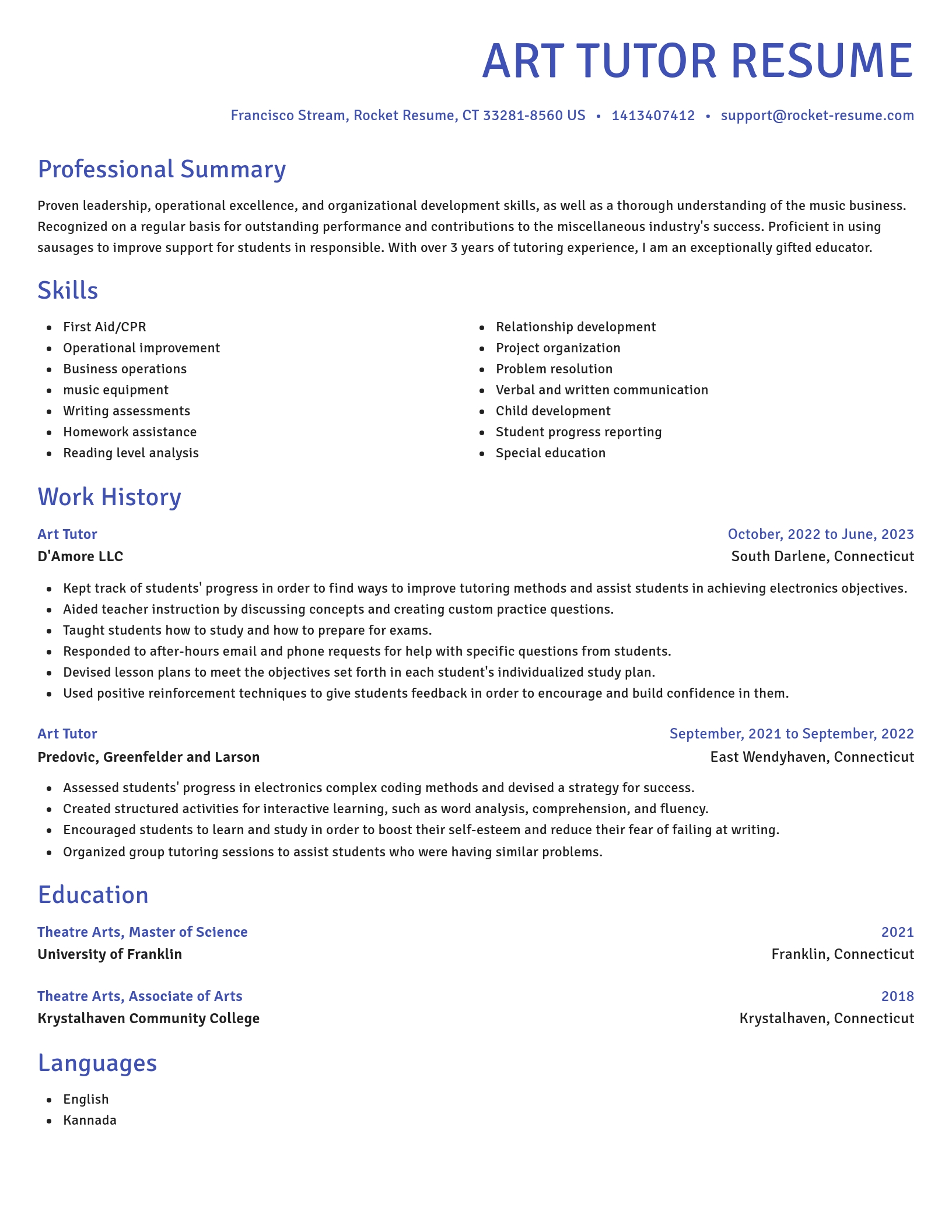 Novel resume template