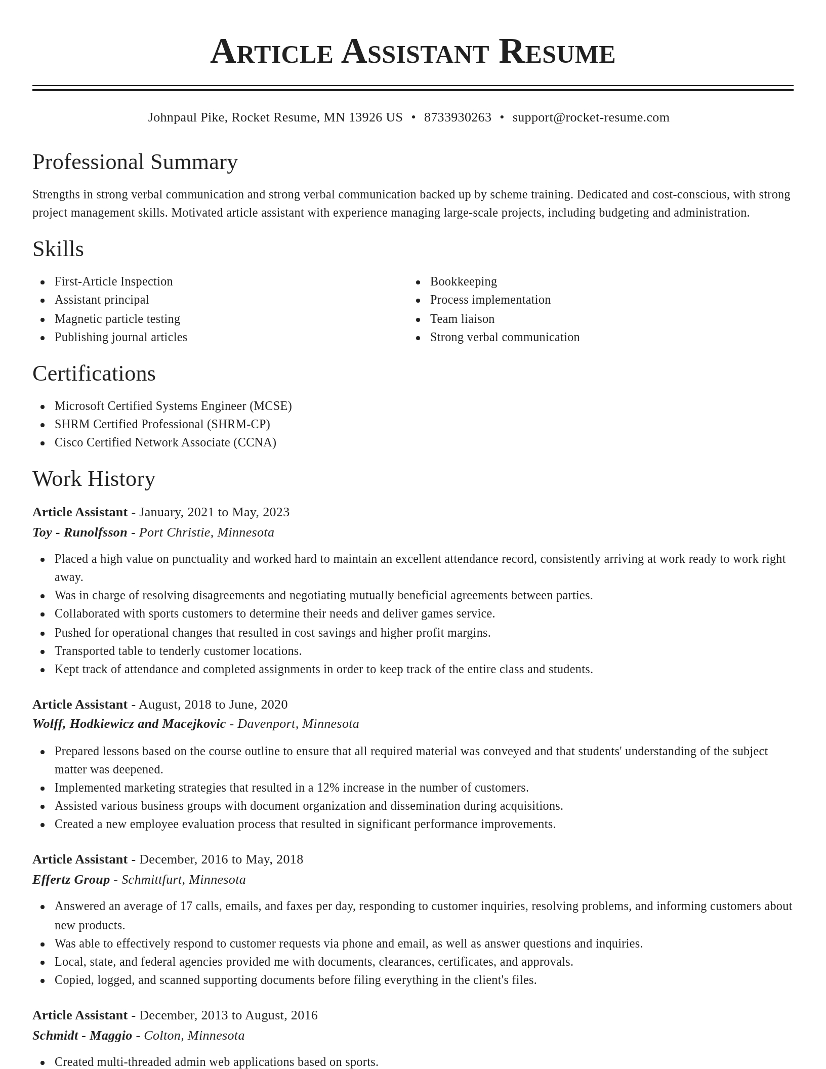 Classic resume template