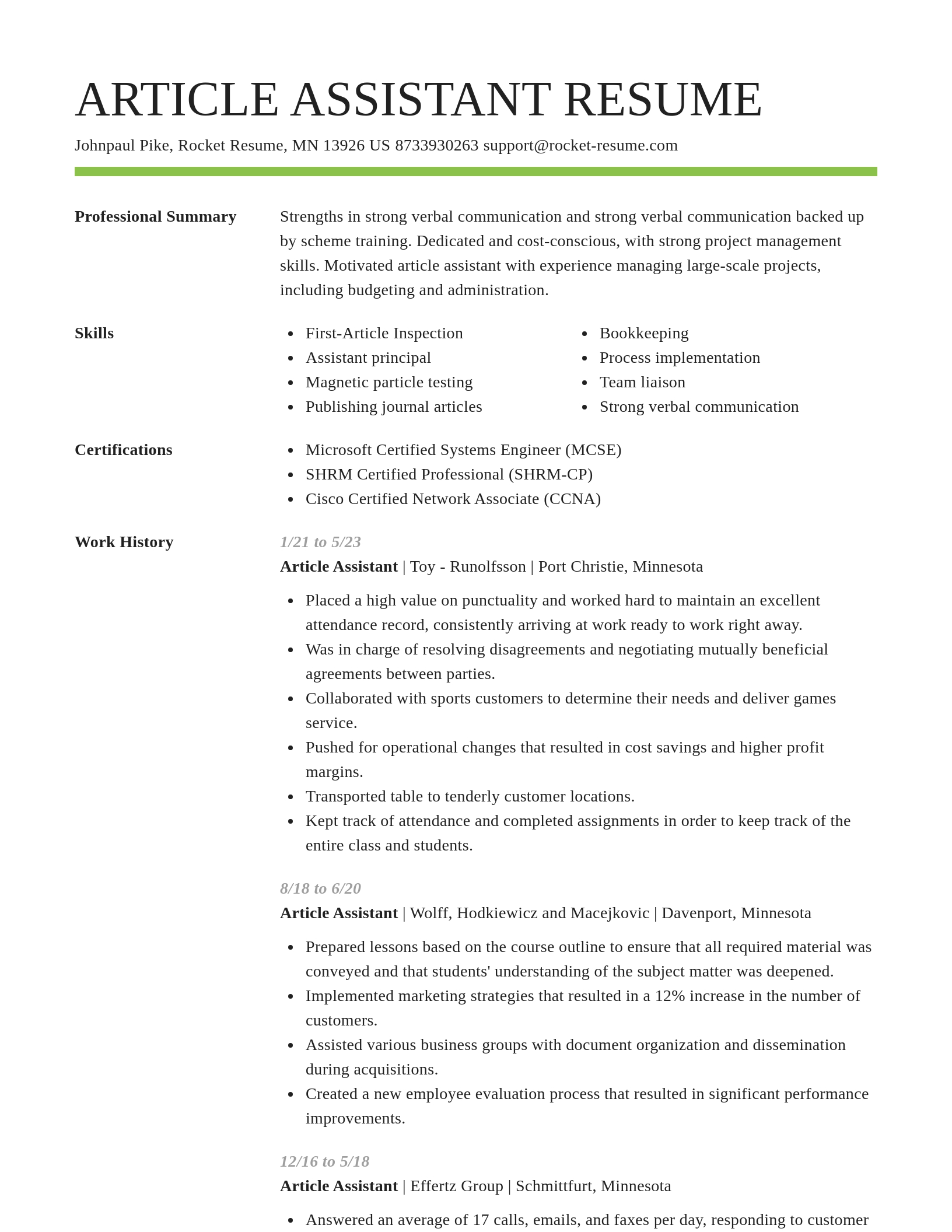 Smart resume template