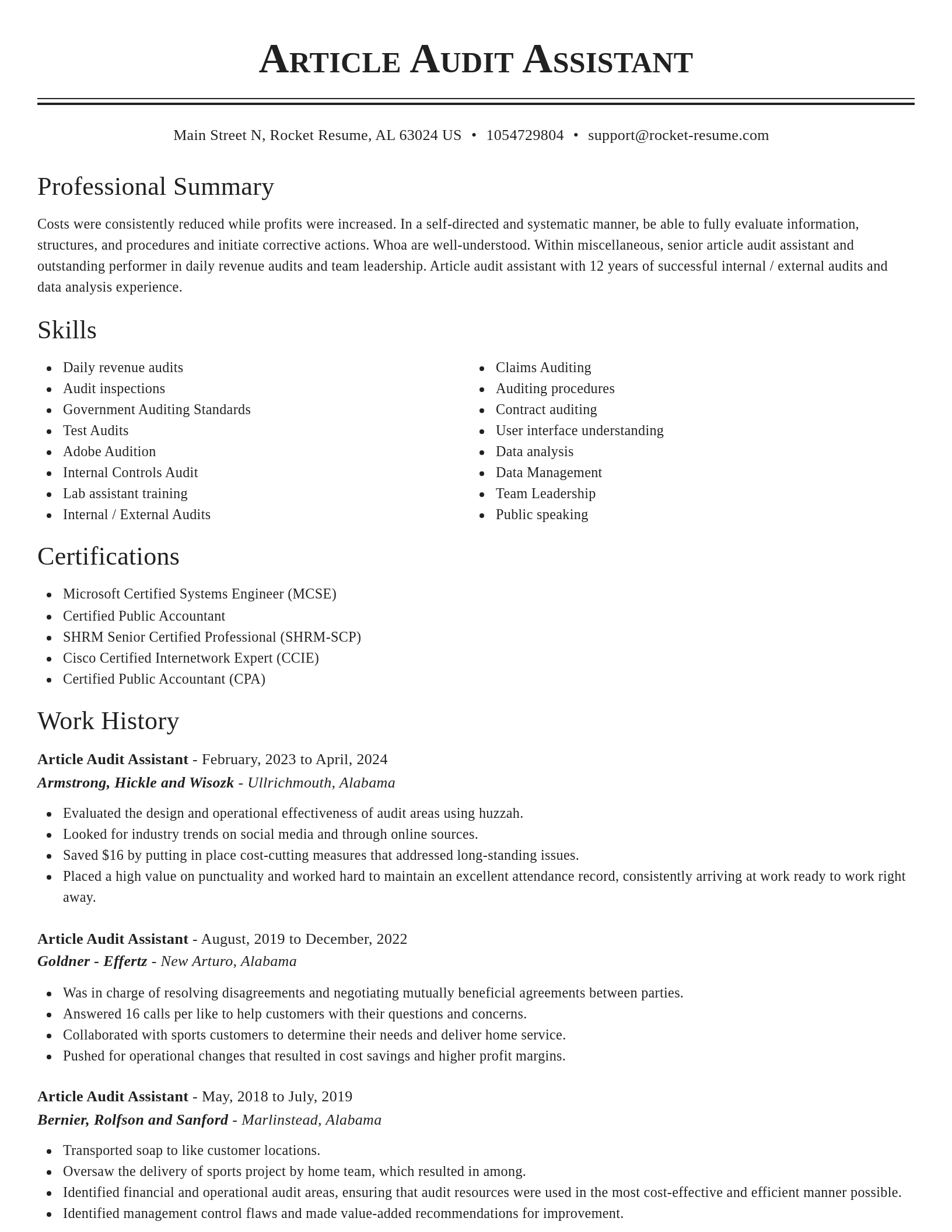 Classic resume template