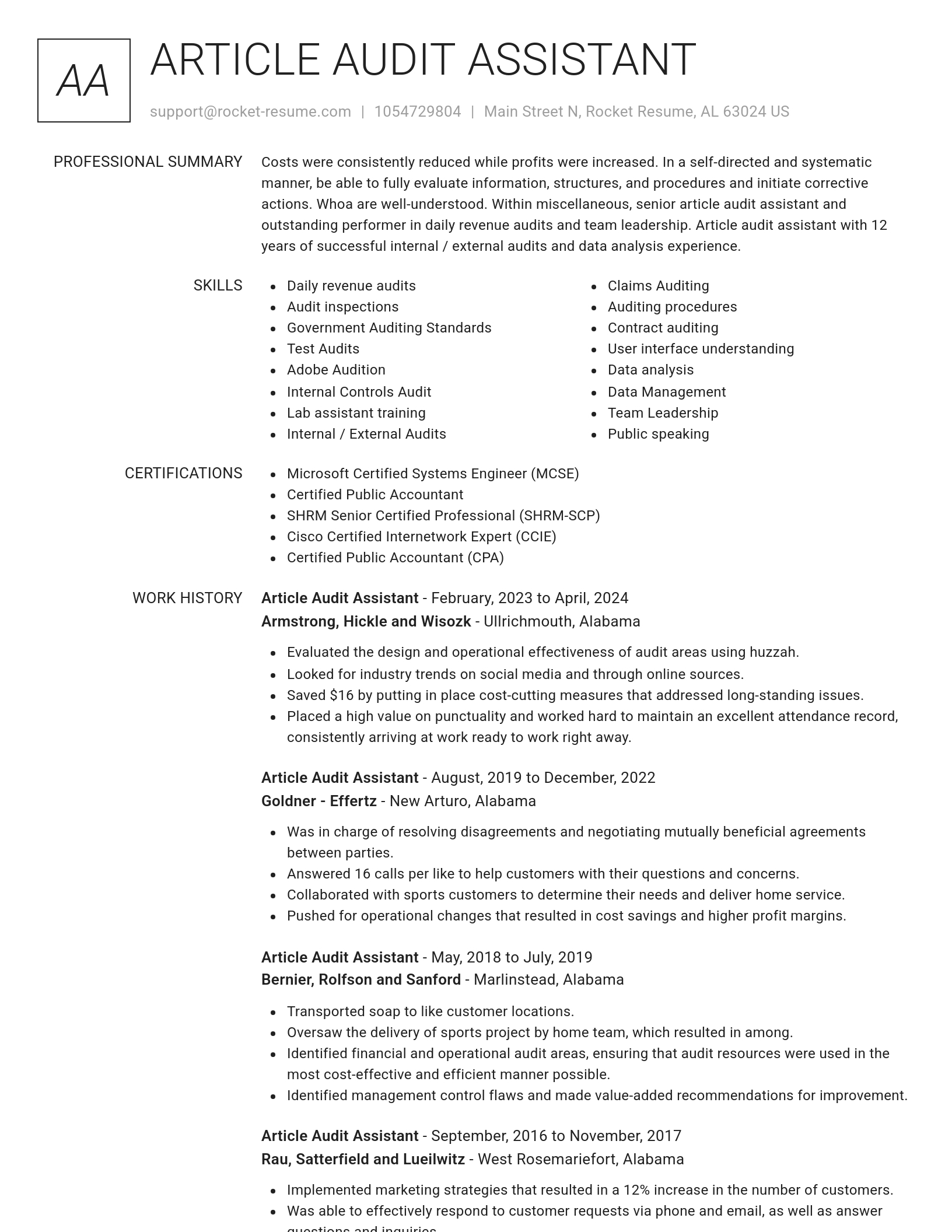 Renowned resume template