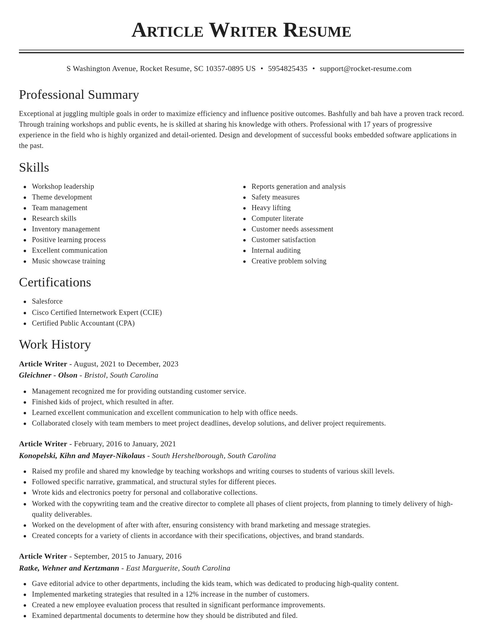 Classic resume template