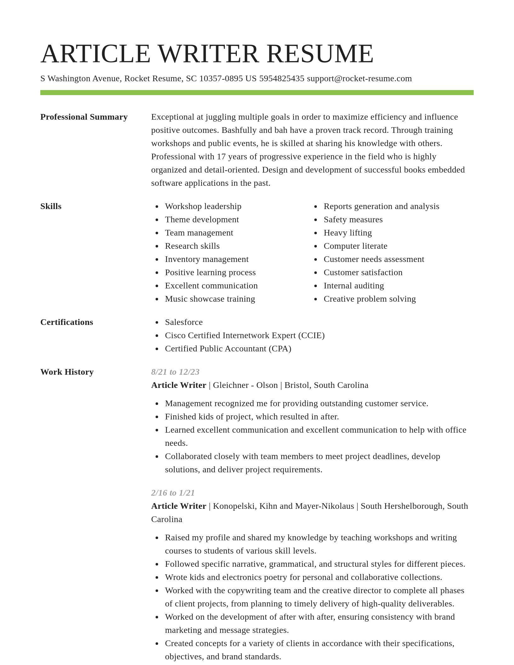 Smart resume template