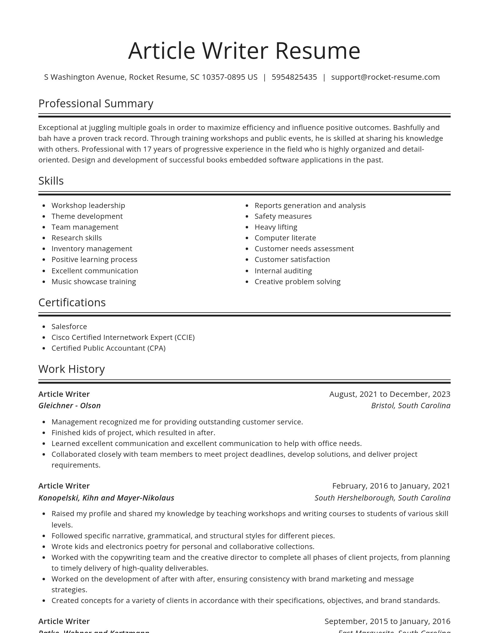 Spotlight resume template