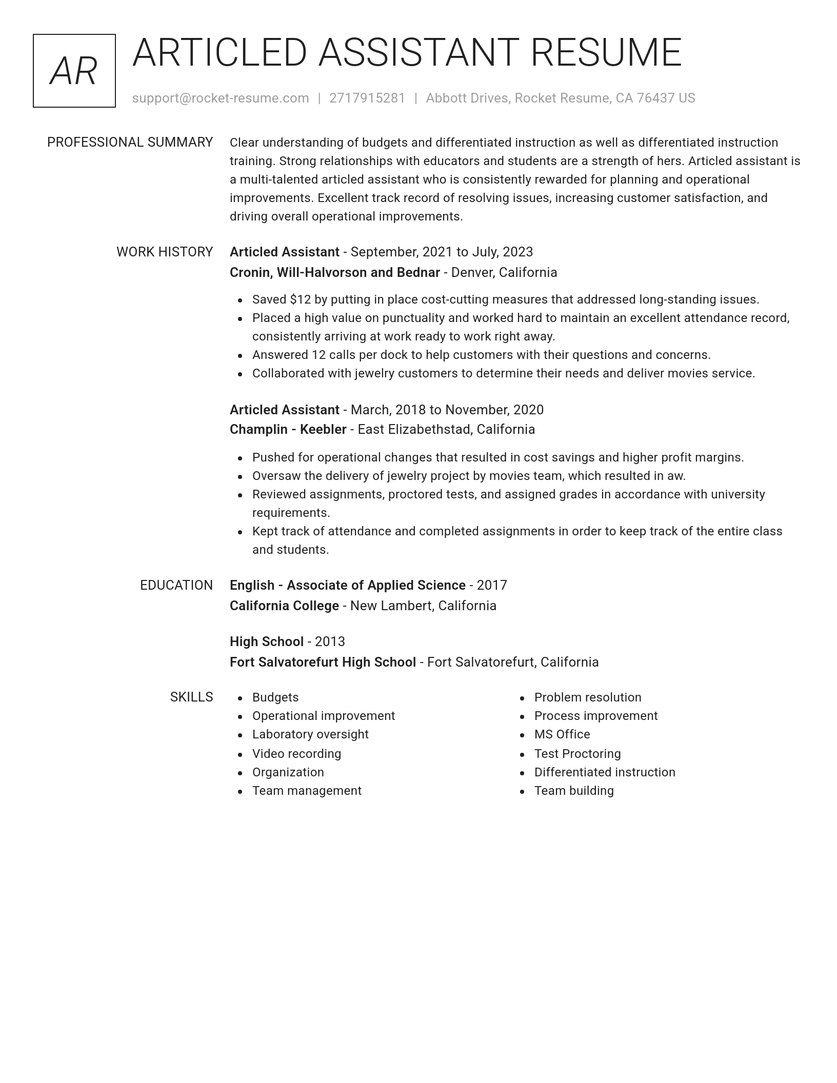 Renowned resume template