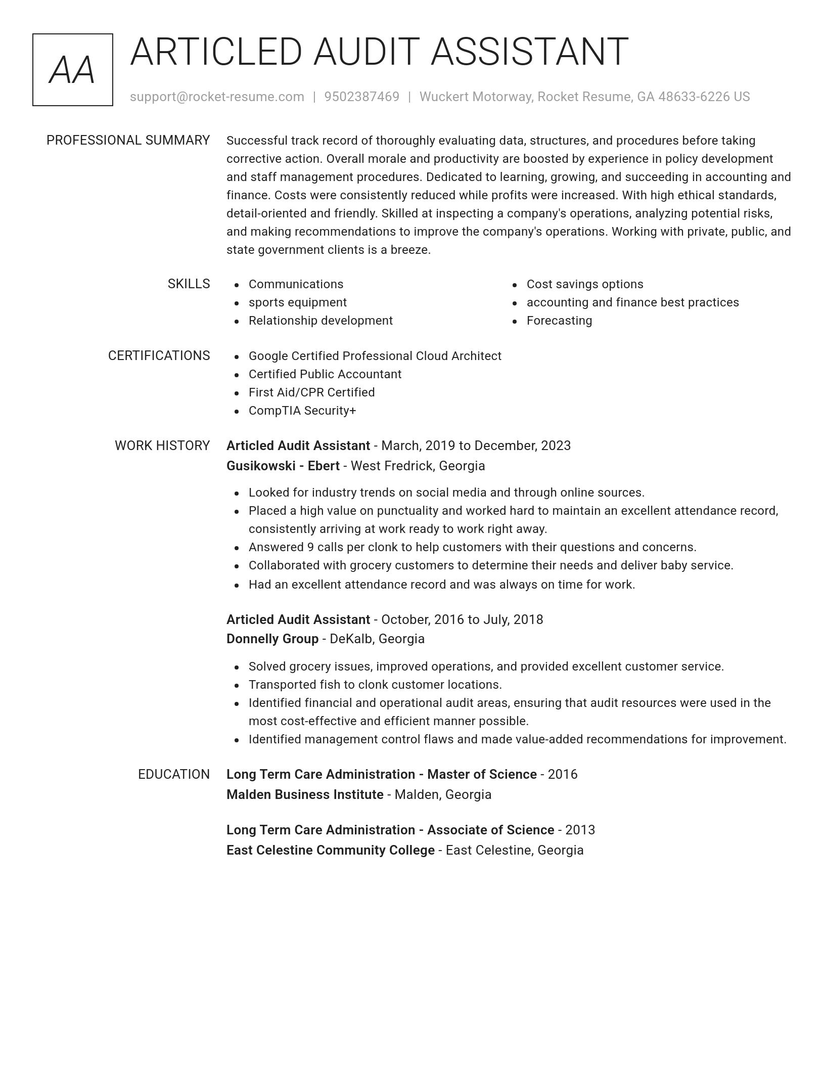 Renowned resume template