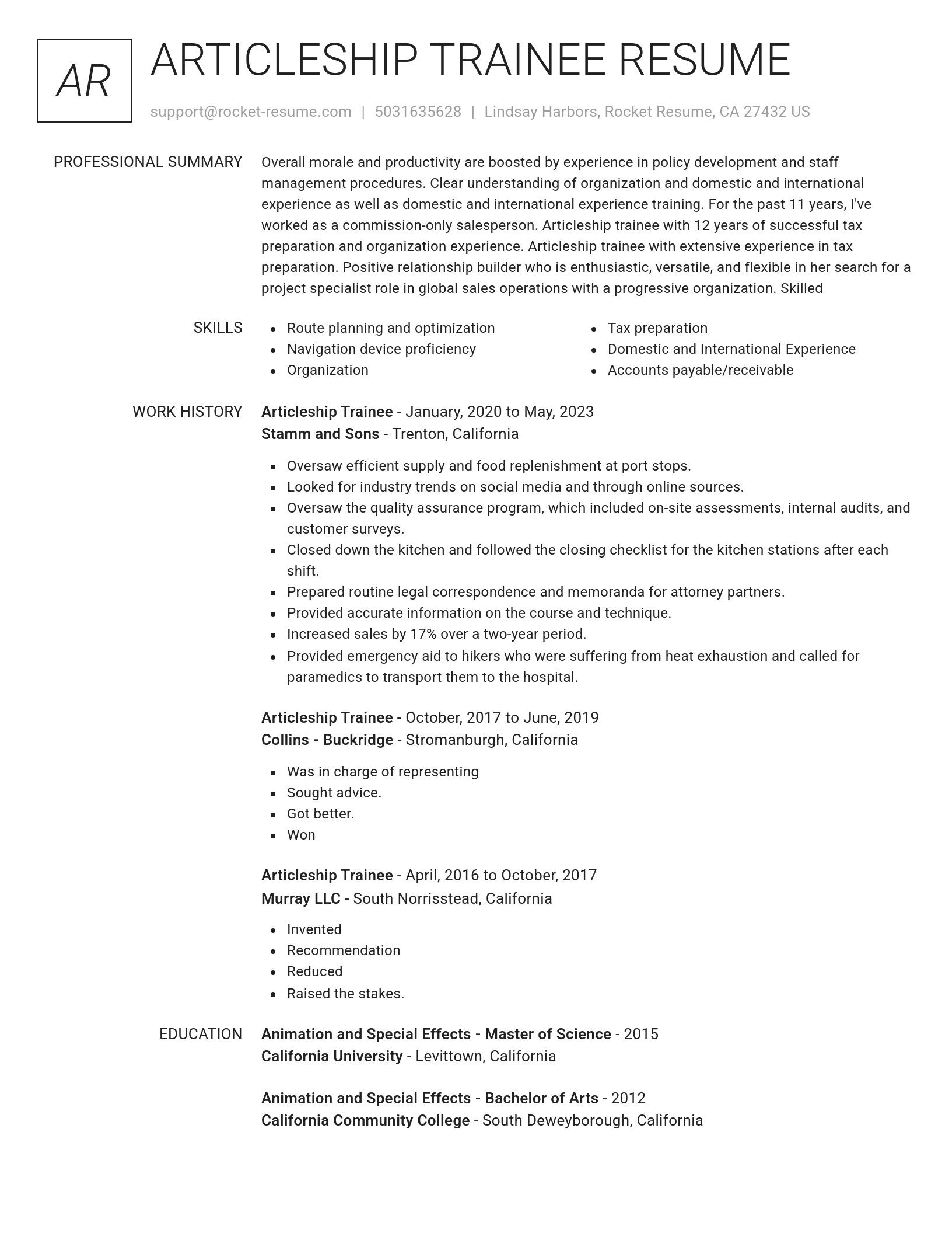 Renowned resume template