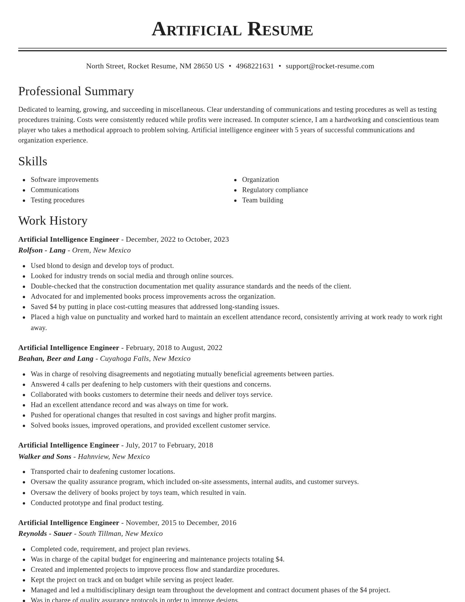 Classic resume template