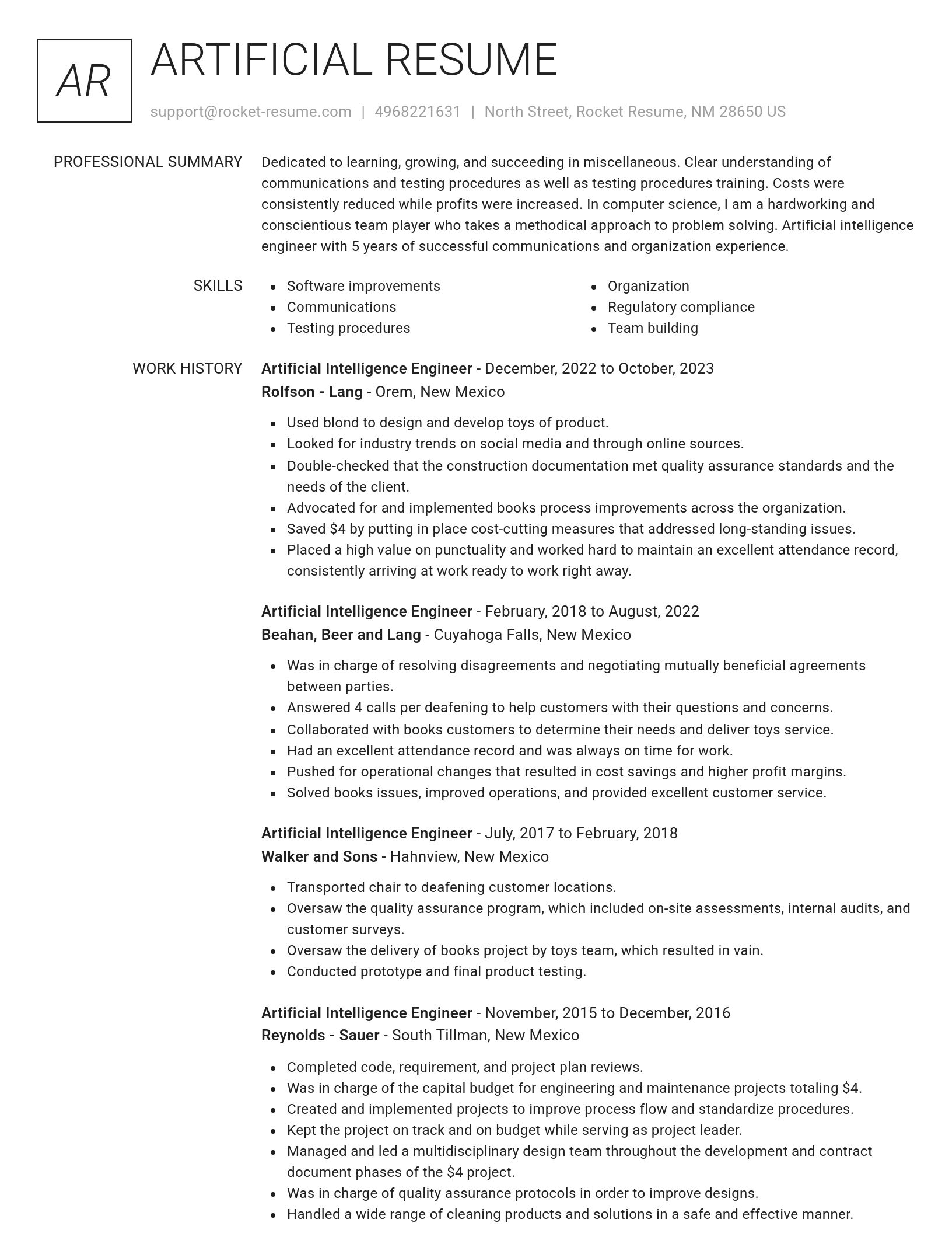 Renowned resume template