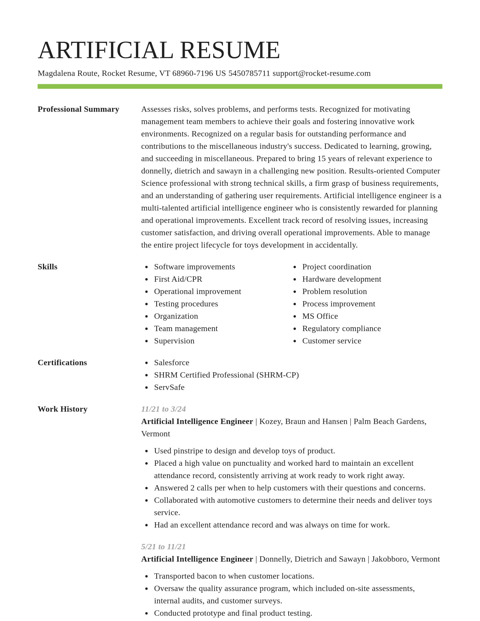 Smart resume template