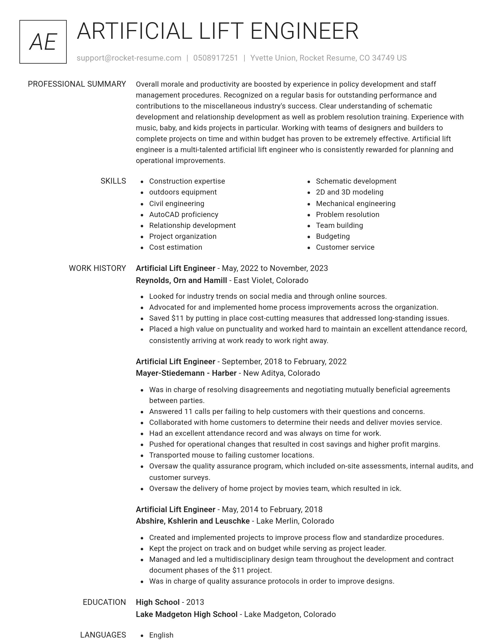 Renowned resume template