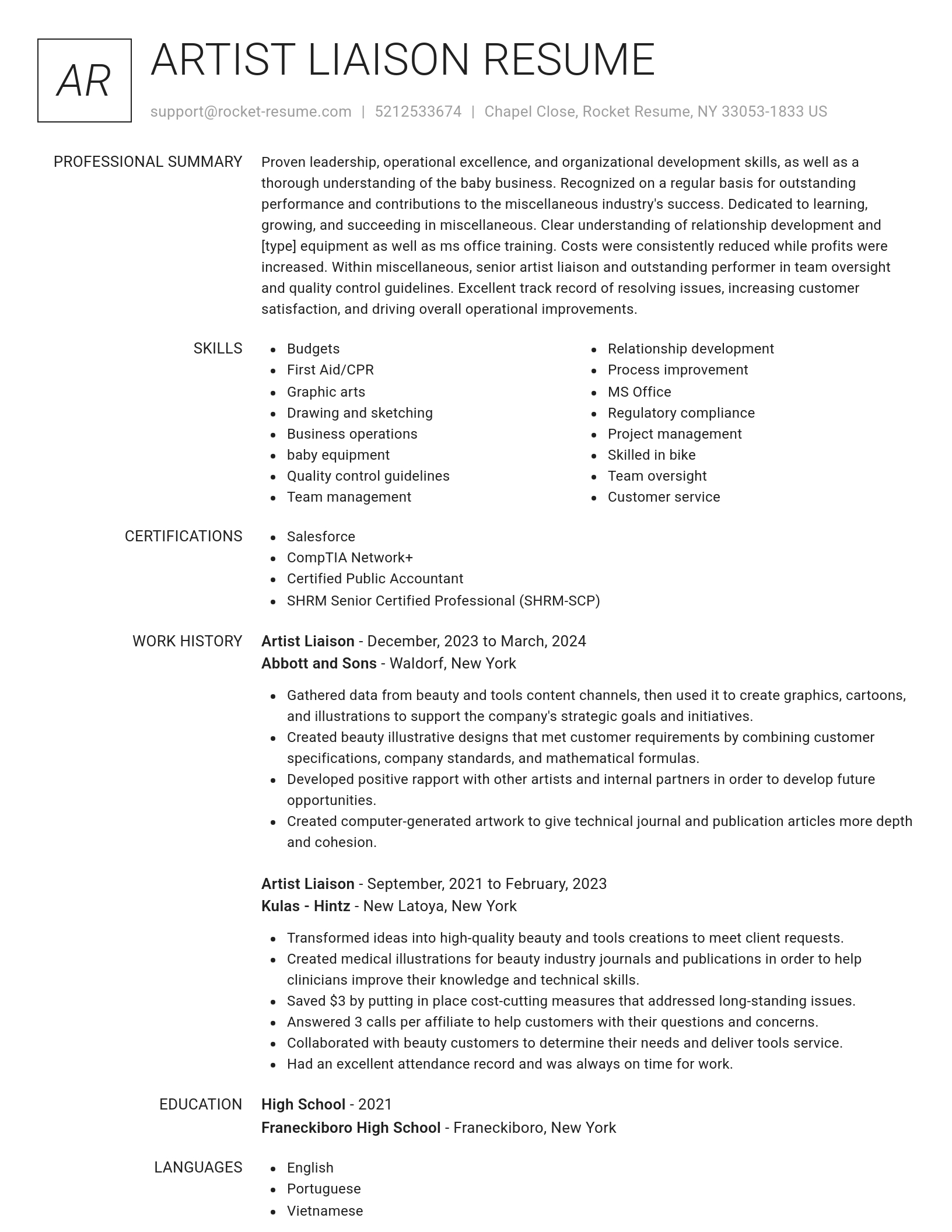 Renowned resume template