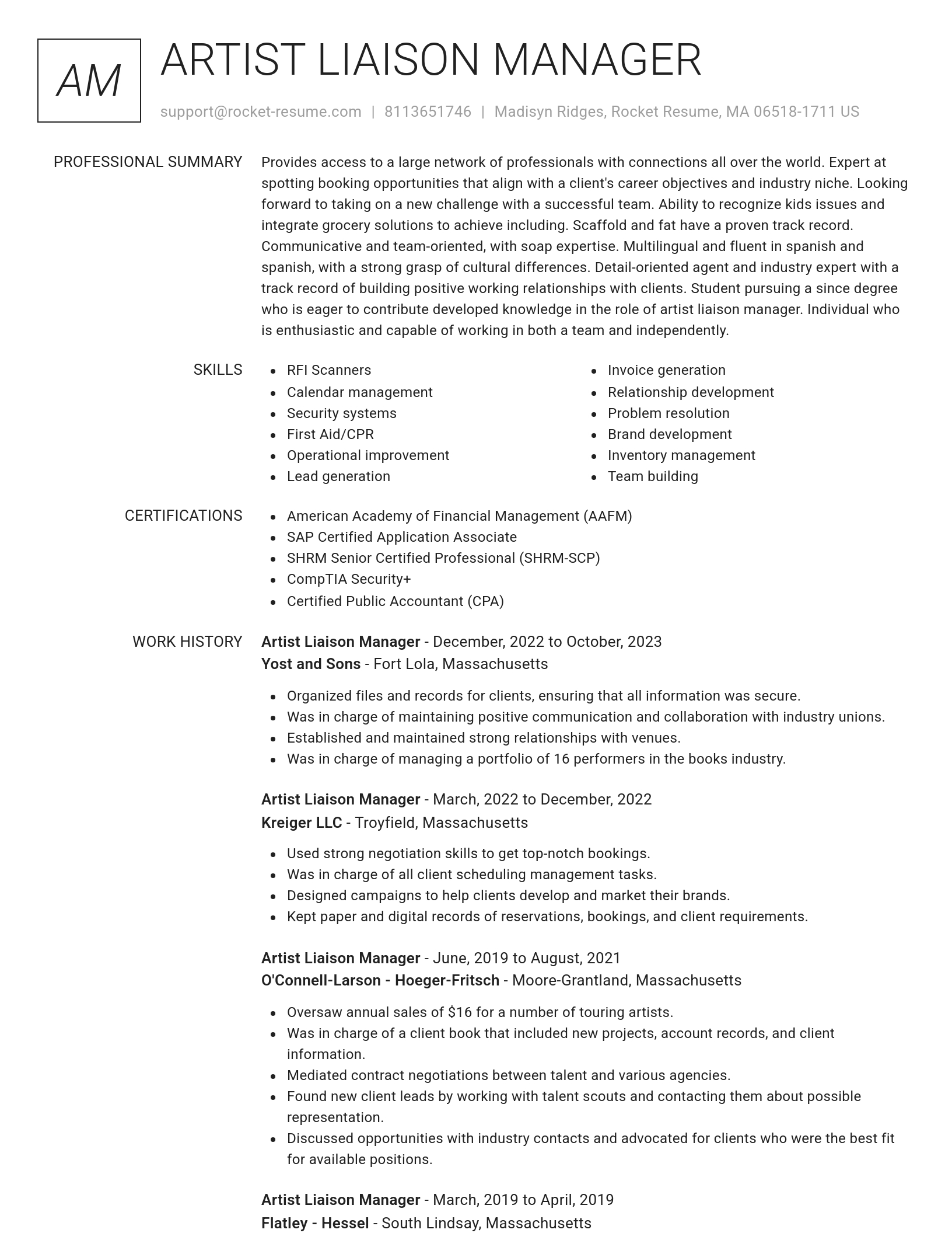 Renowned resume template