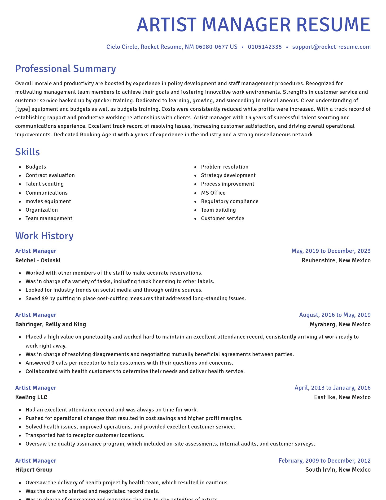 Novel resume template