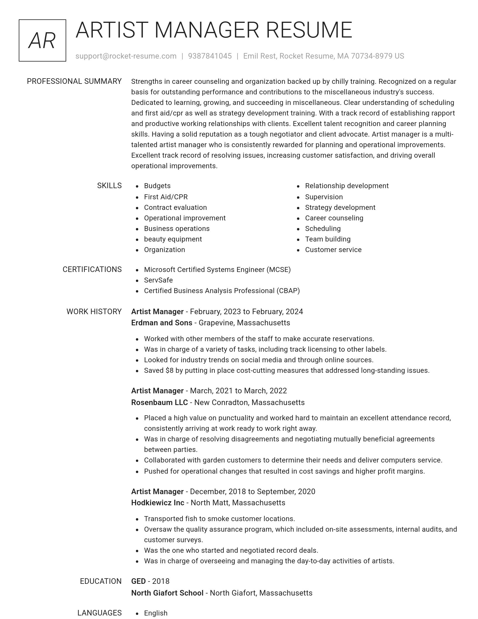 Renowned resume template