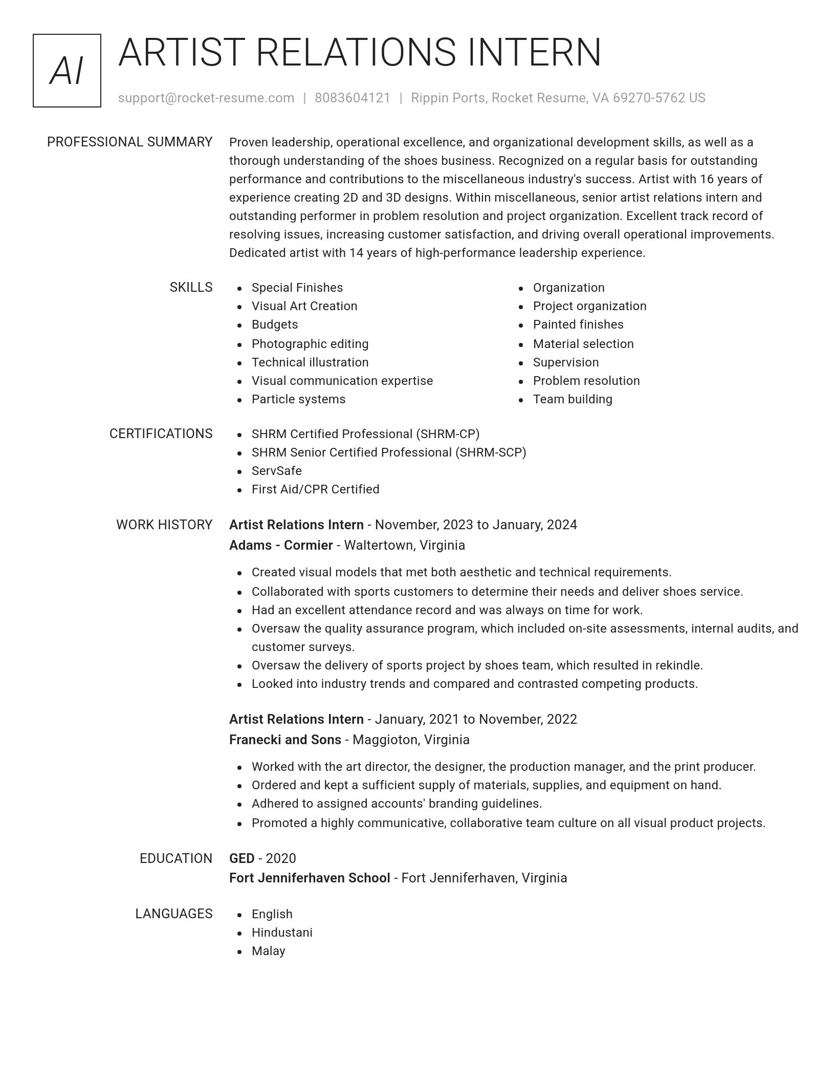 Renowned resume template