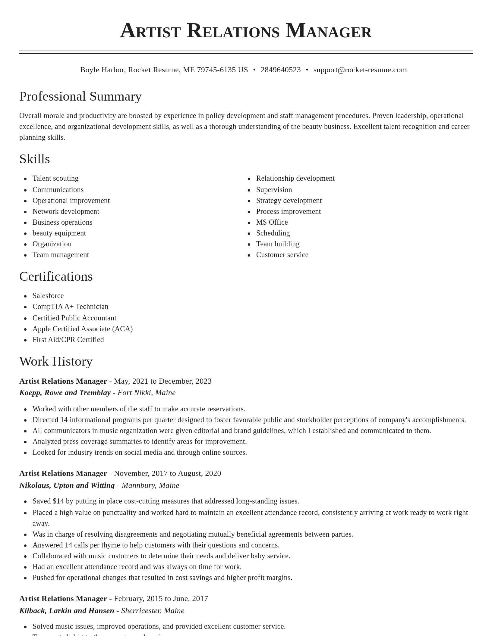 Classic resume template