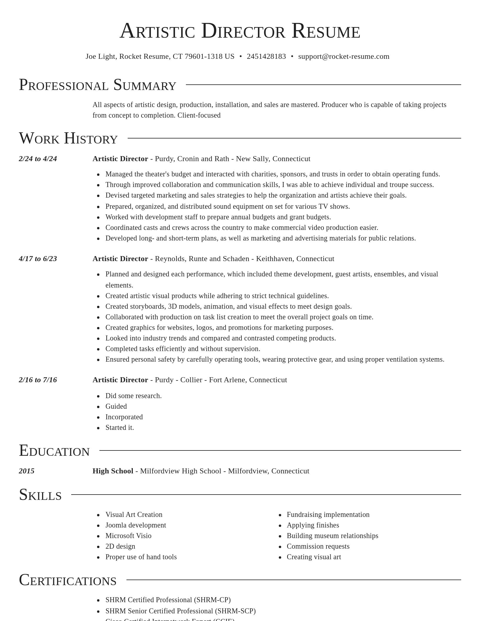 Director resume template