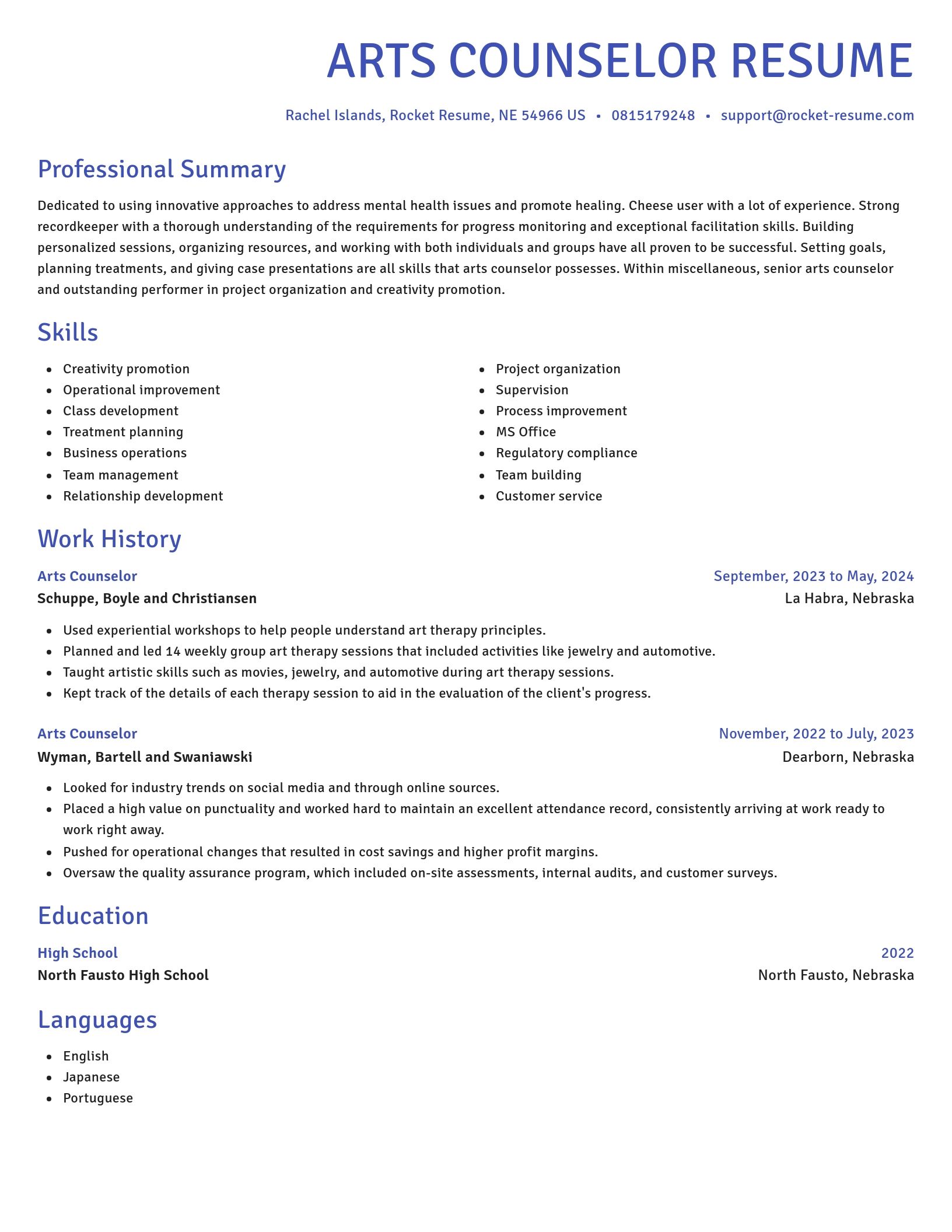 Novel resume template
