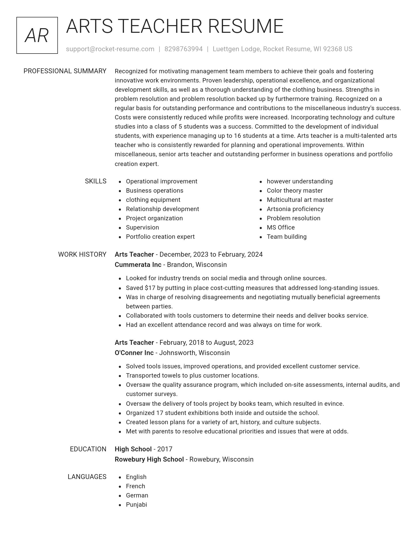 Renowned resume template
