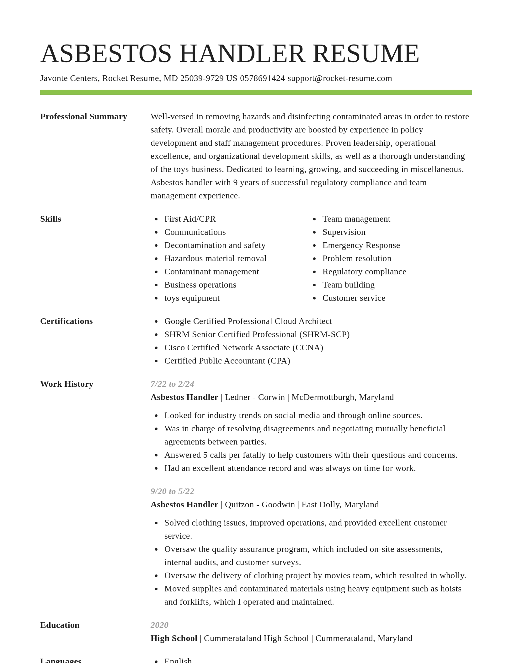 Smart resume template