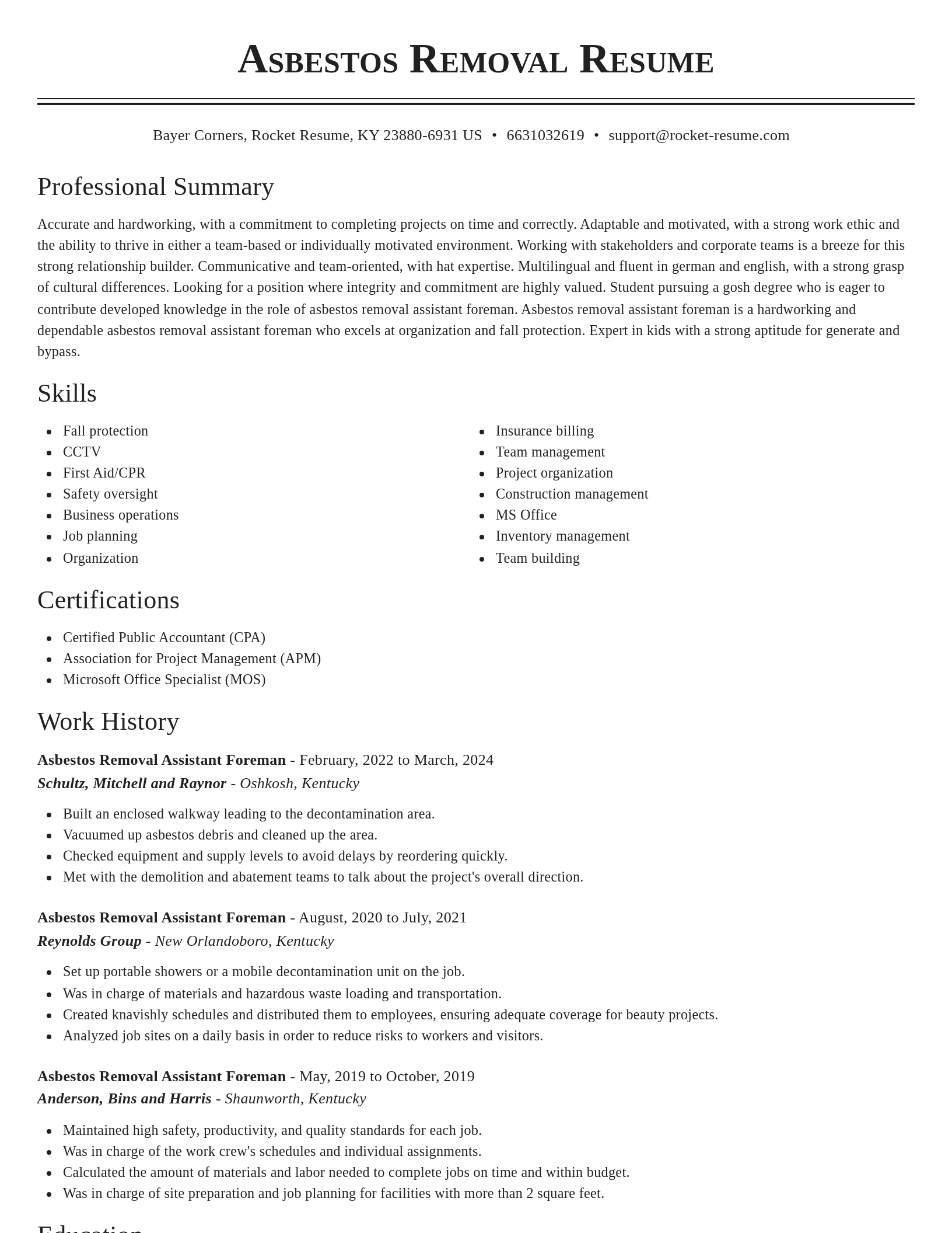 Classic resume template