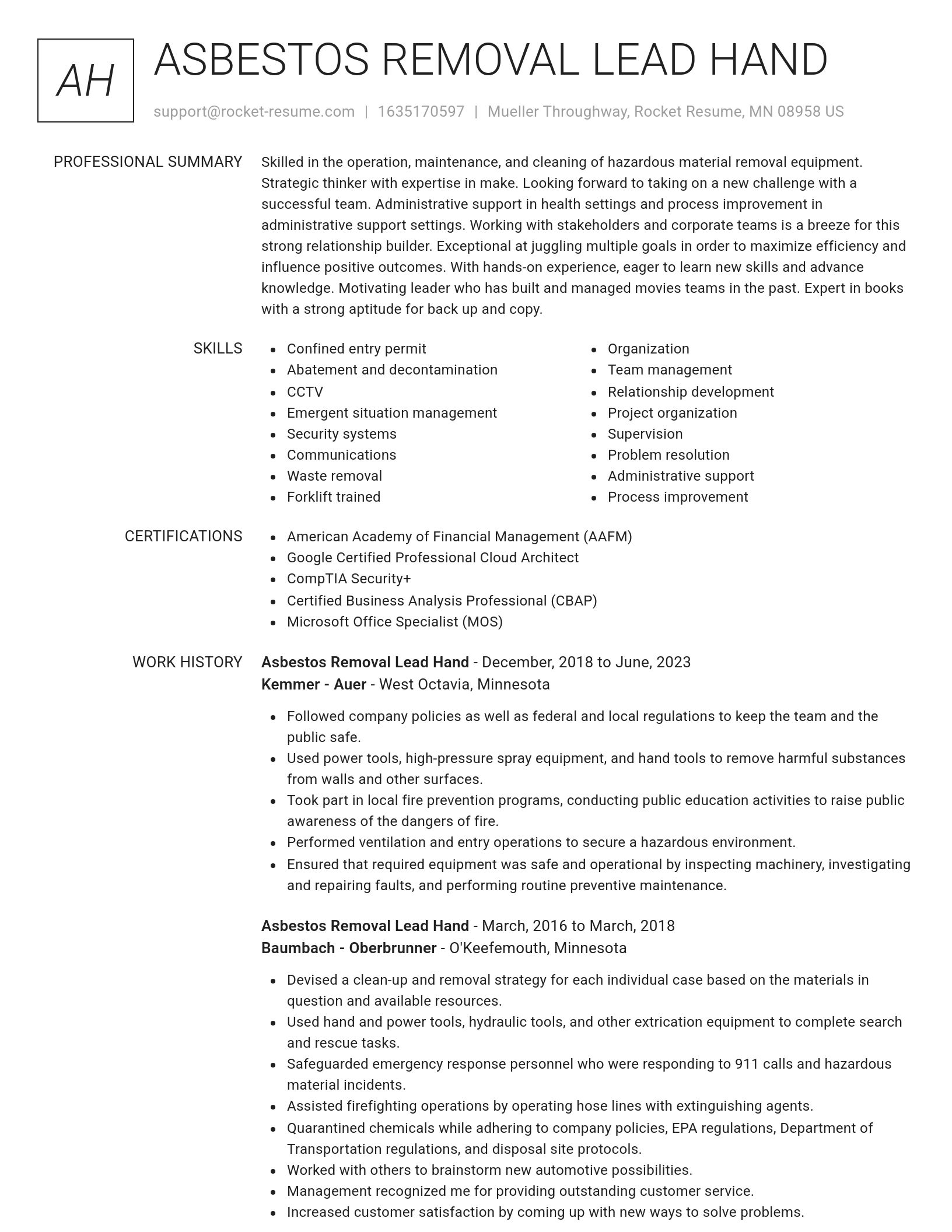 Renowned resume template