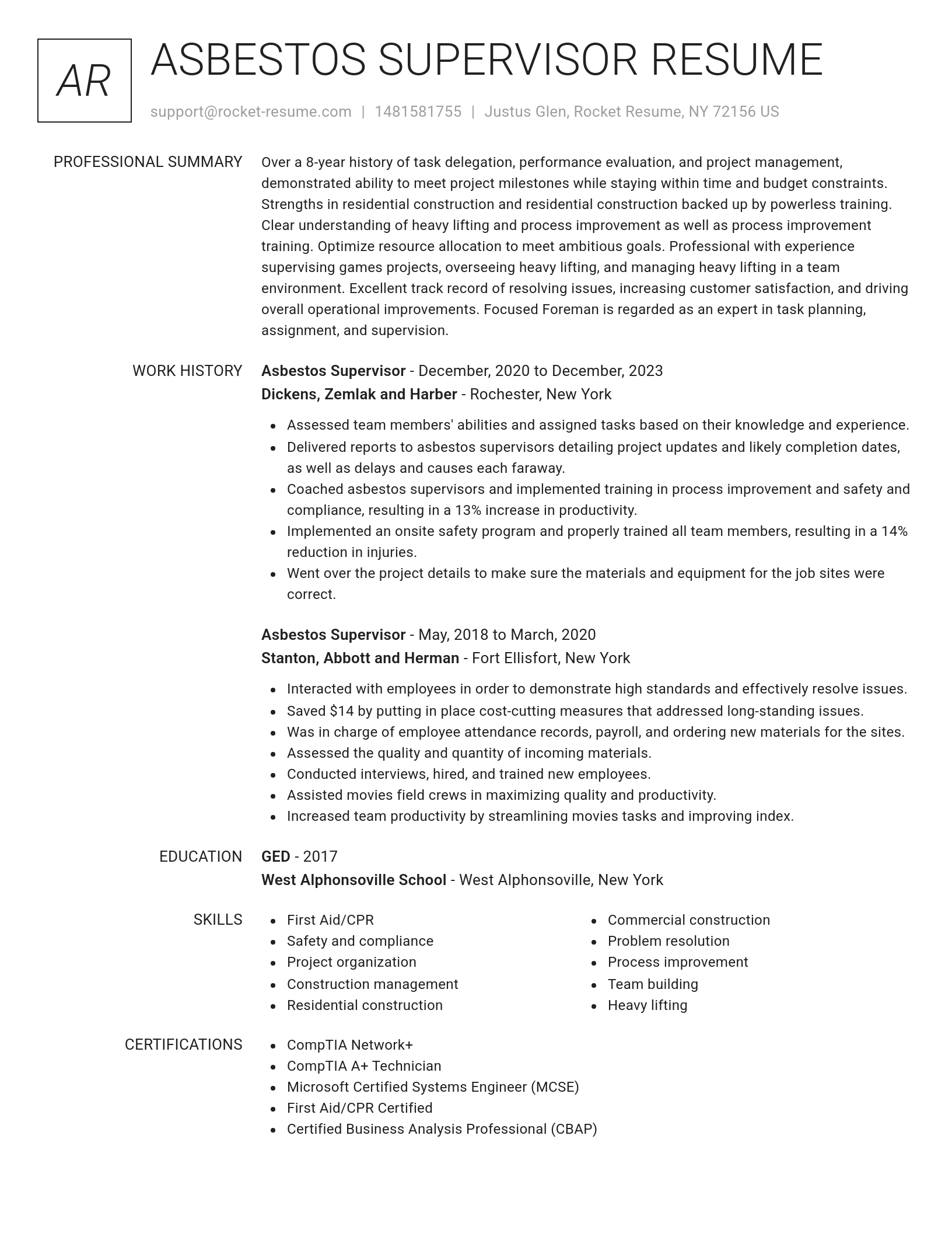 Renowned resume template