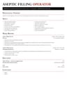 Aseptic Filling Operator resume template