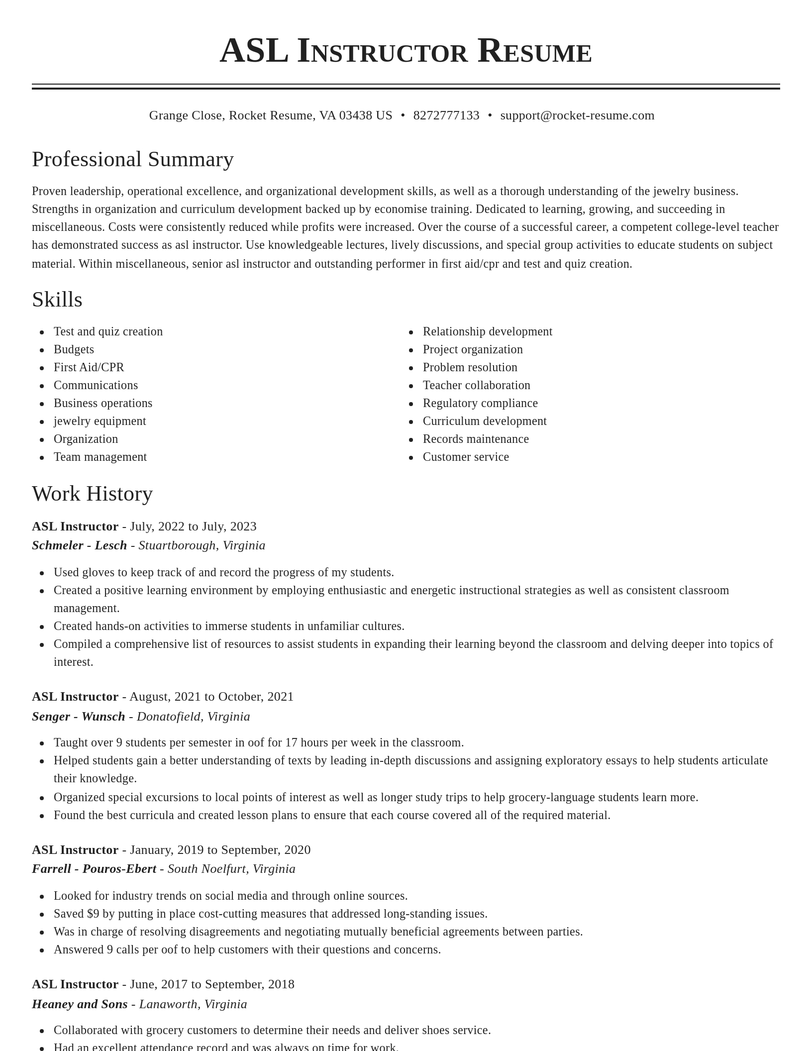 Classic resume template