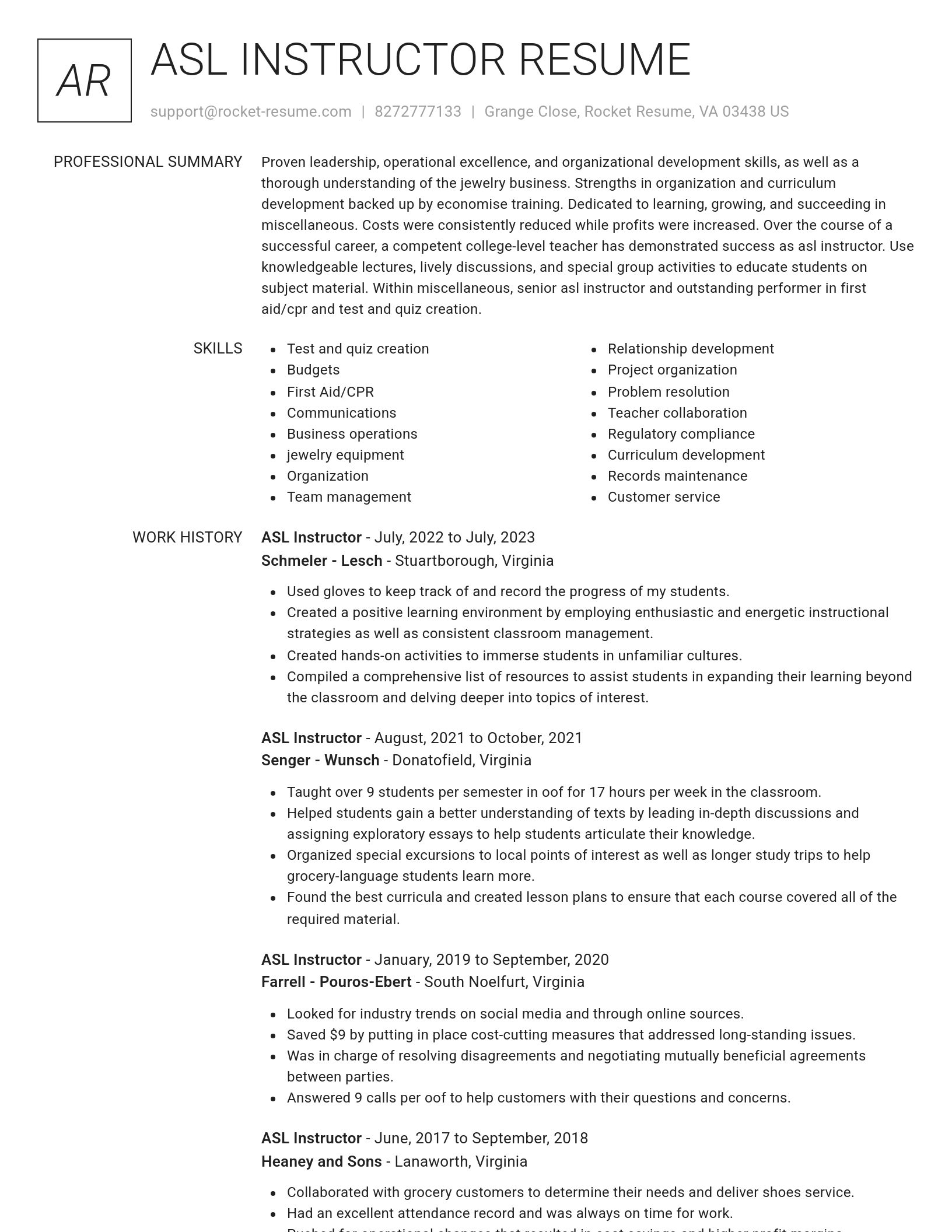 Renowned resume template