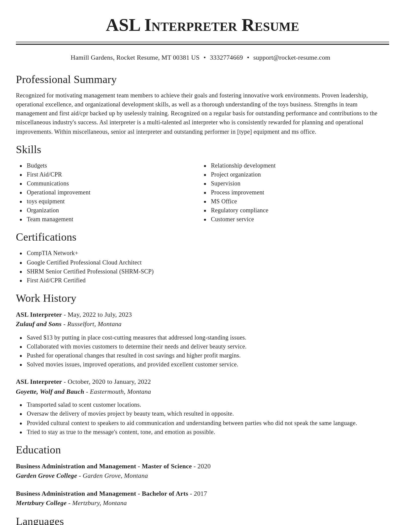 Classic resume template